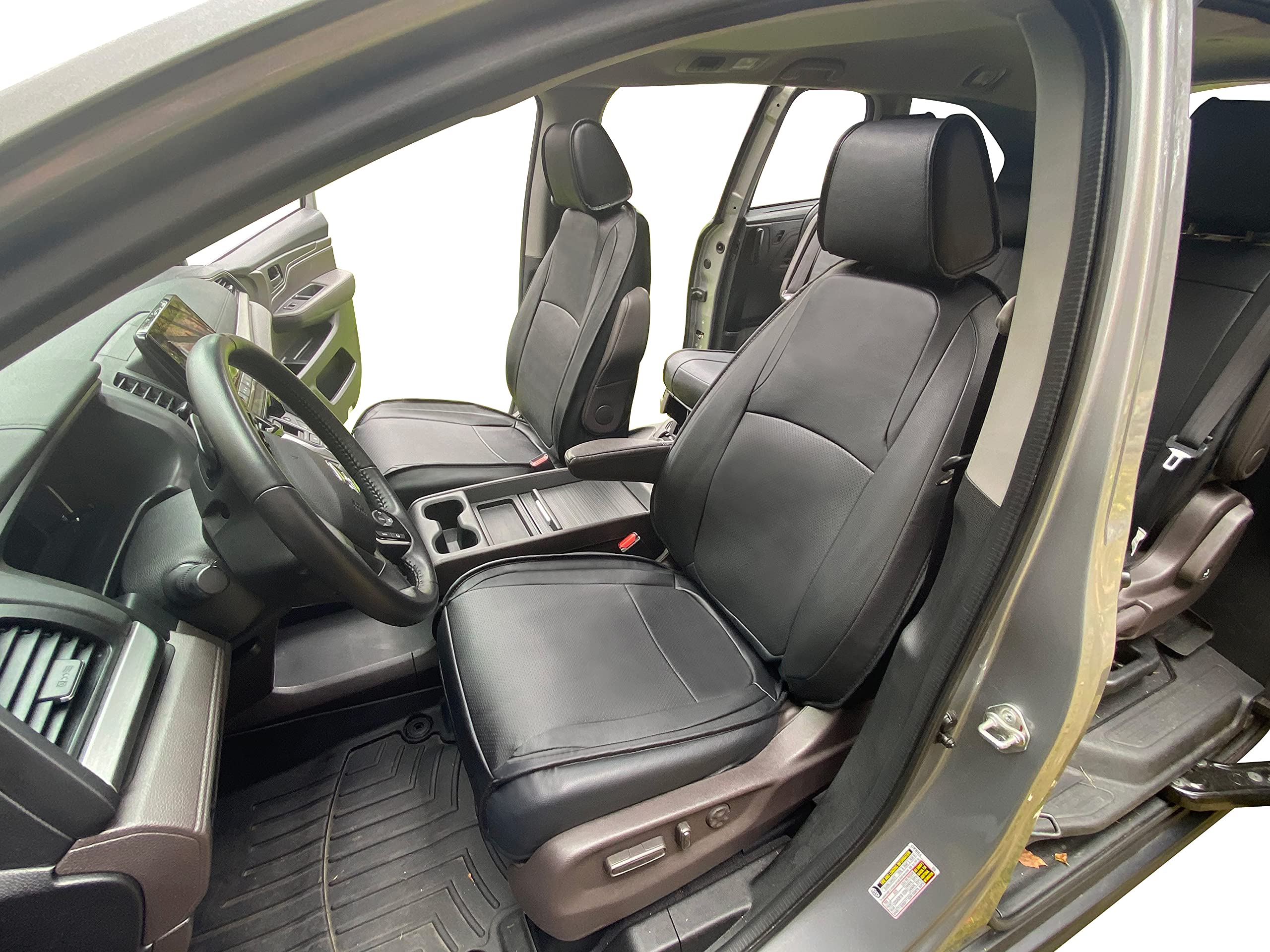 OASIS AUTO 2018-2022 Odyssey Custom Fit Leather/Leatherette Seat Cover Compatible with Honda Odyssey 2018-2019-2020-2021-2022-2023 (2018-2024 Odyssey, Black)