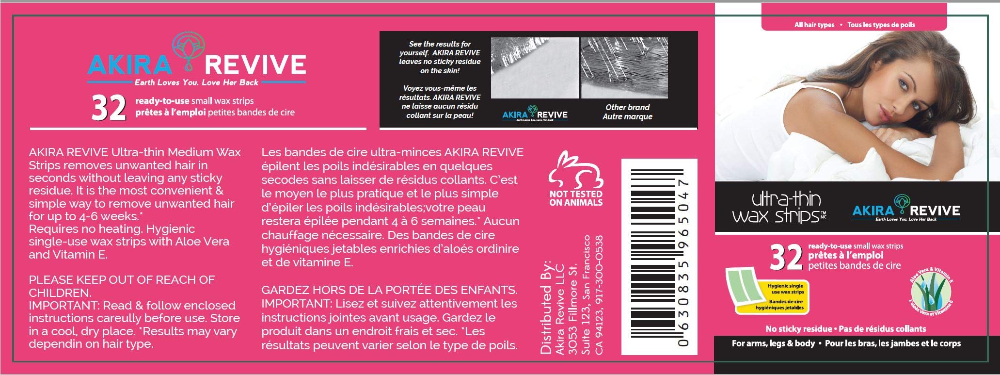 Akira Revive Ultra-Thin Wax Strips. Single use with Aloe Vera and Vitamin E. 32 Medium.…