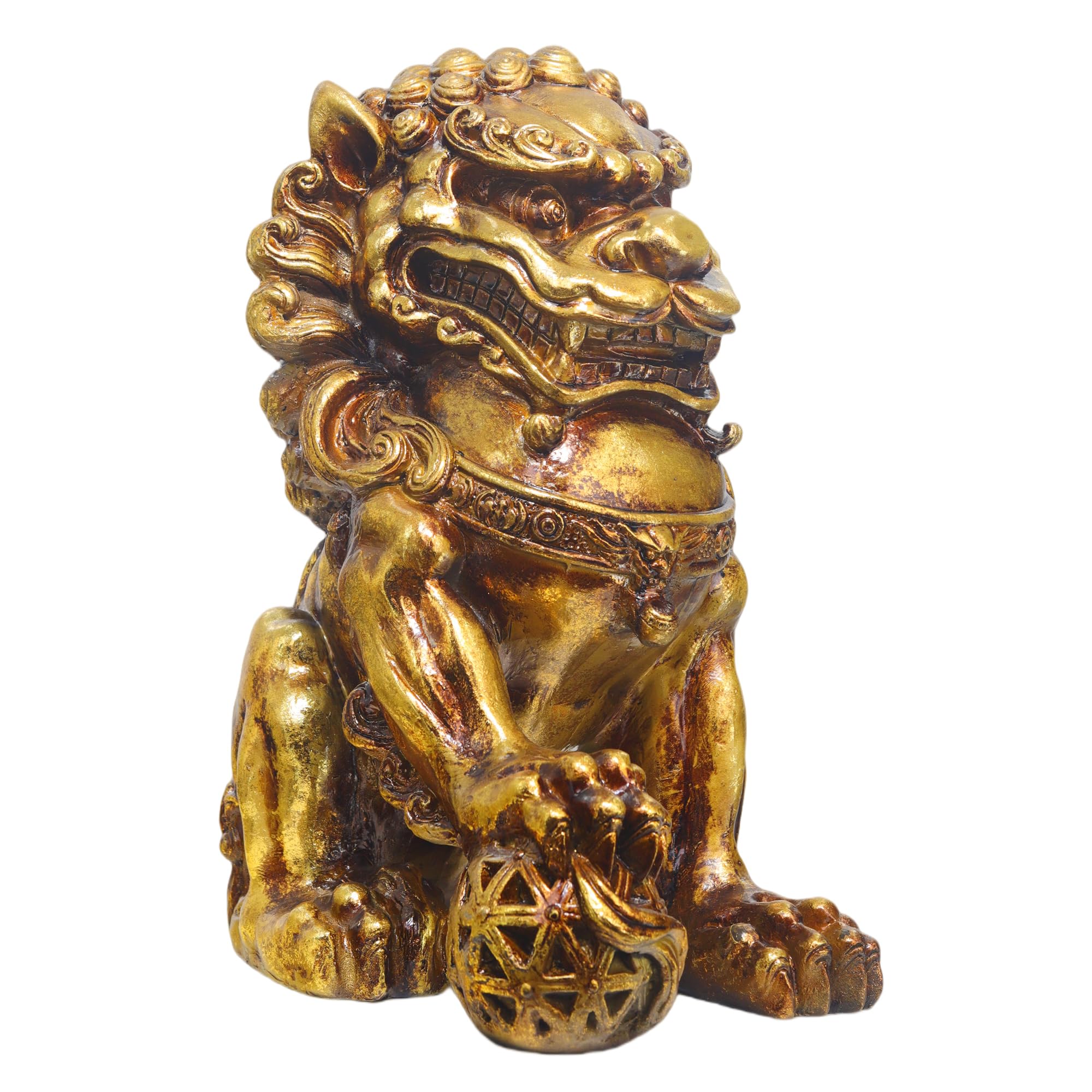 Photo 1 of ZOEJADE 21" H Large Resin Guardian Lion Sculpture Chinese Feng Shui Home Outdoor Decor Asian Lion Figurine for BALLntrance Yard Gifts Wealth Prosperity Male Foo Fu Dogs Statues