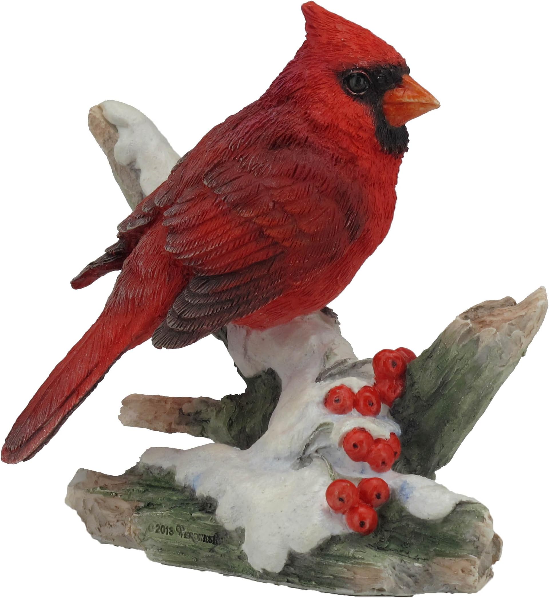 4.25 Inch Cardinal Bird on Snowy Branch Decorative Figurine, Red