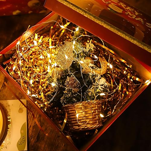 Miniatura 5 de Paquete de 12 guirnaldas de luces de hadas, 7 pies, 20 luces LED a prueba de agua, funciona con pilas, luces de alambre de metal para regalos,
