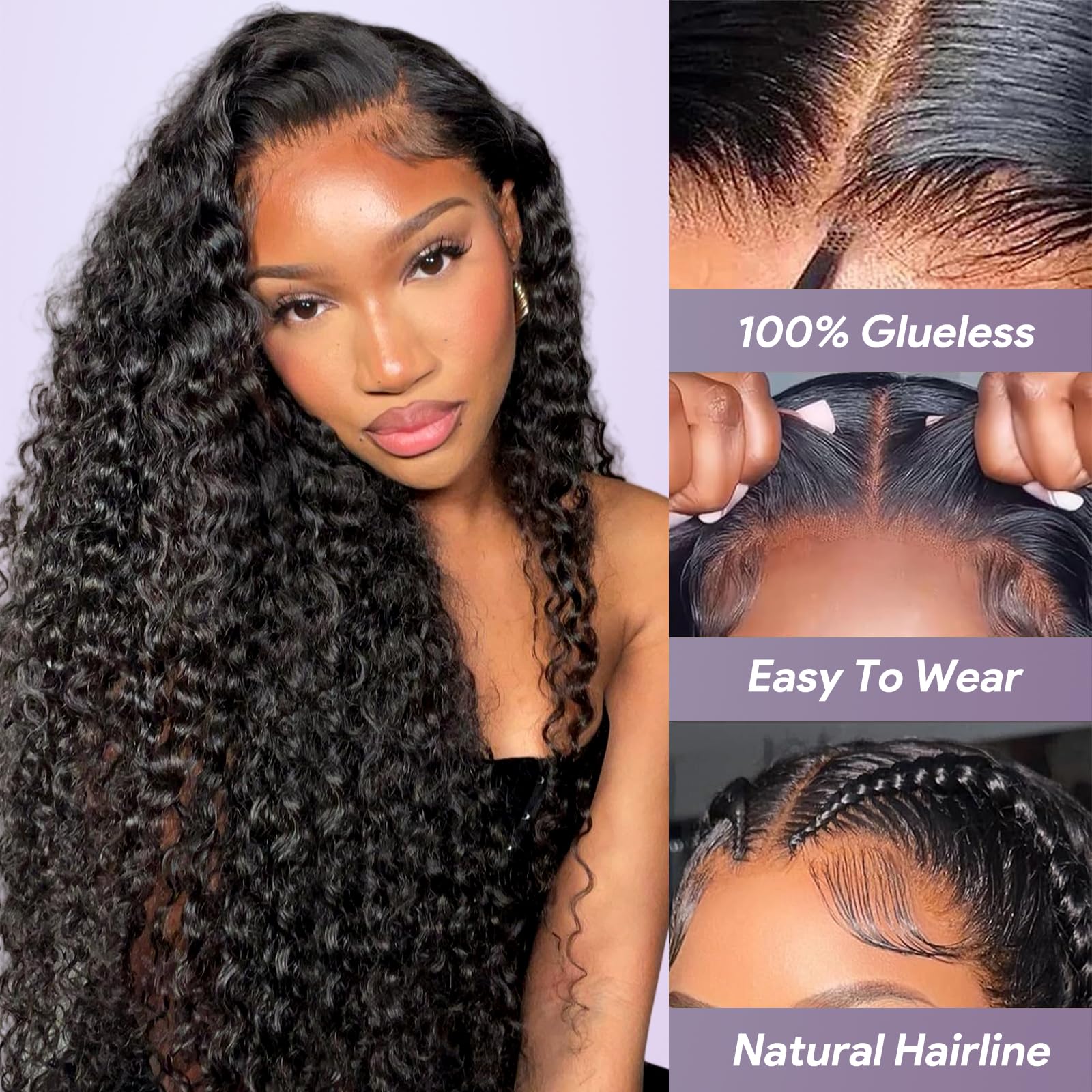 Smilenice Water Wave Human Hair Wig for Black Women 9x6 HD Lace Front Wigs 180 Density - Image 2