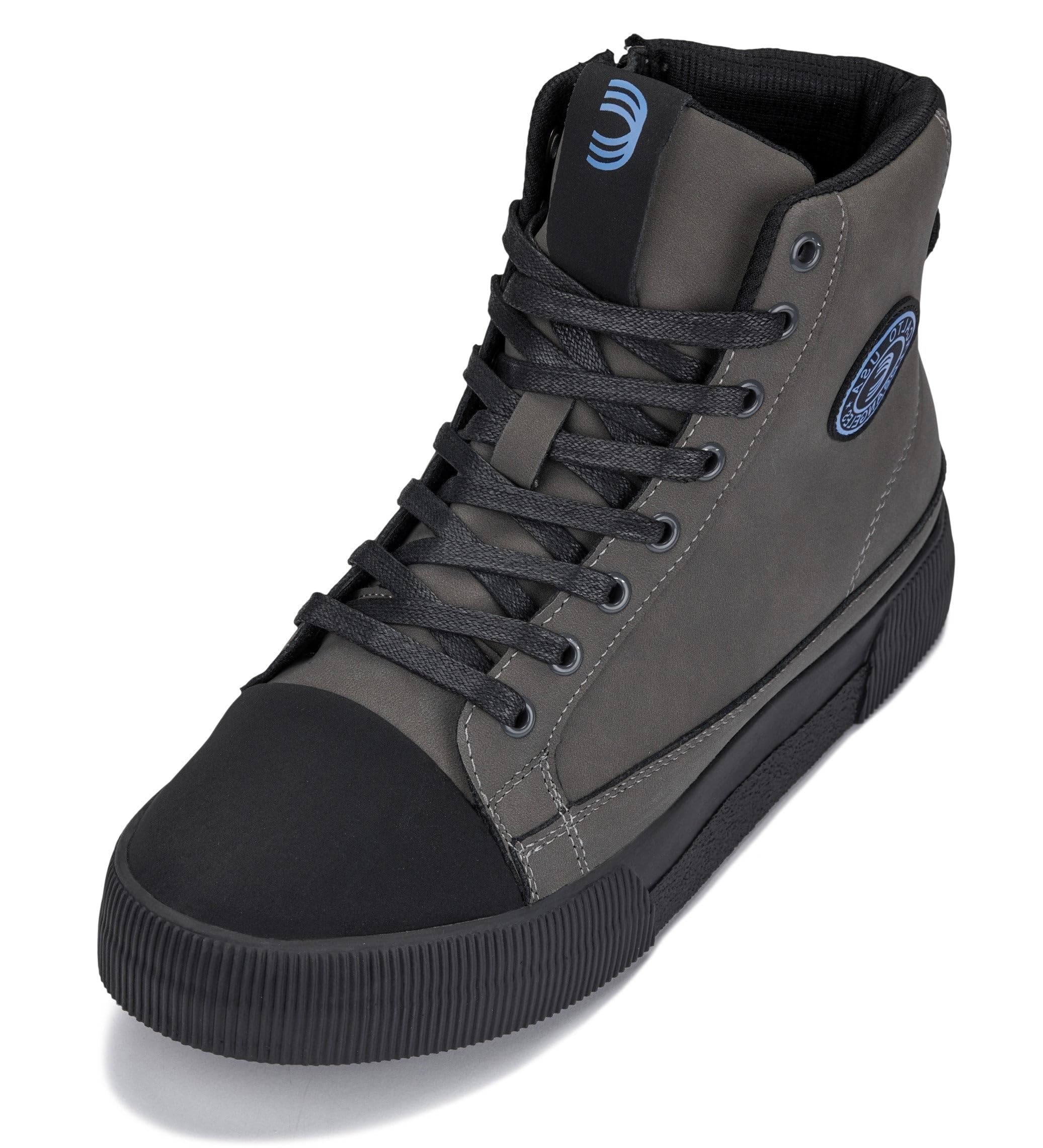 CALTO Men's Invisible Height Increasing Elevator Shoes - Zip-up Cap Toe High Top Sneaker Boots - 2.4 Inches Taller