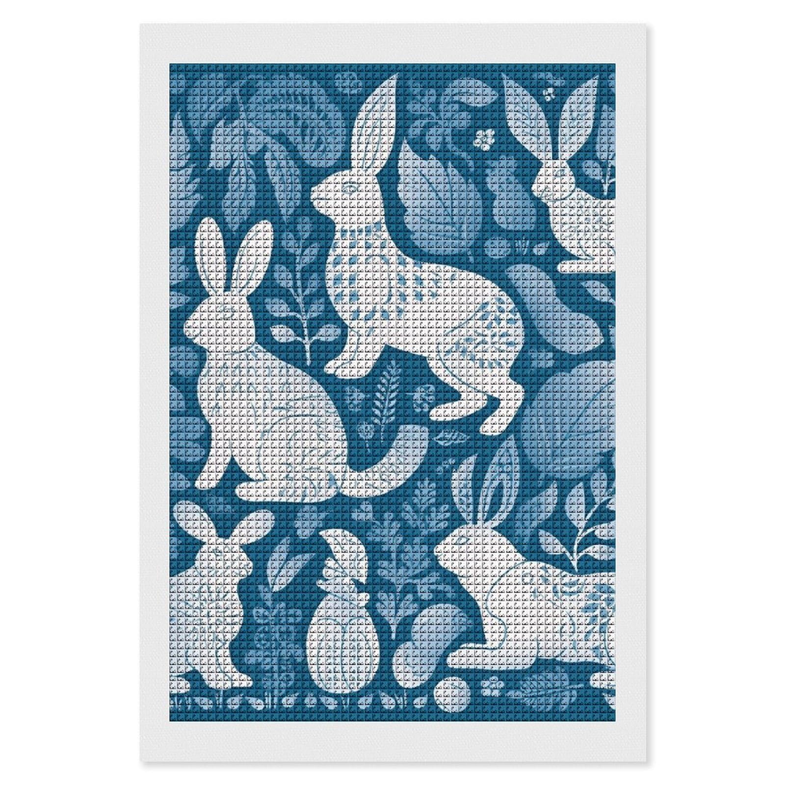 Rabbit Silhouette Diamond Art Kits for Adults, DIY 5D Diamonds Painting Kits for Beginner, Round Full Drill Diamond Dots Painting, 8"x12" Diamonds Pictures Gem Art and Crafts Wall Decor