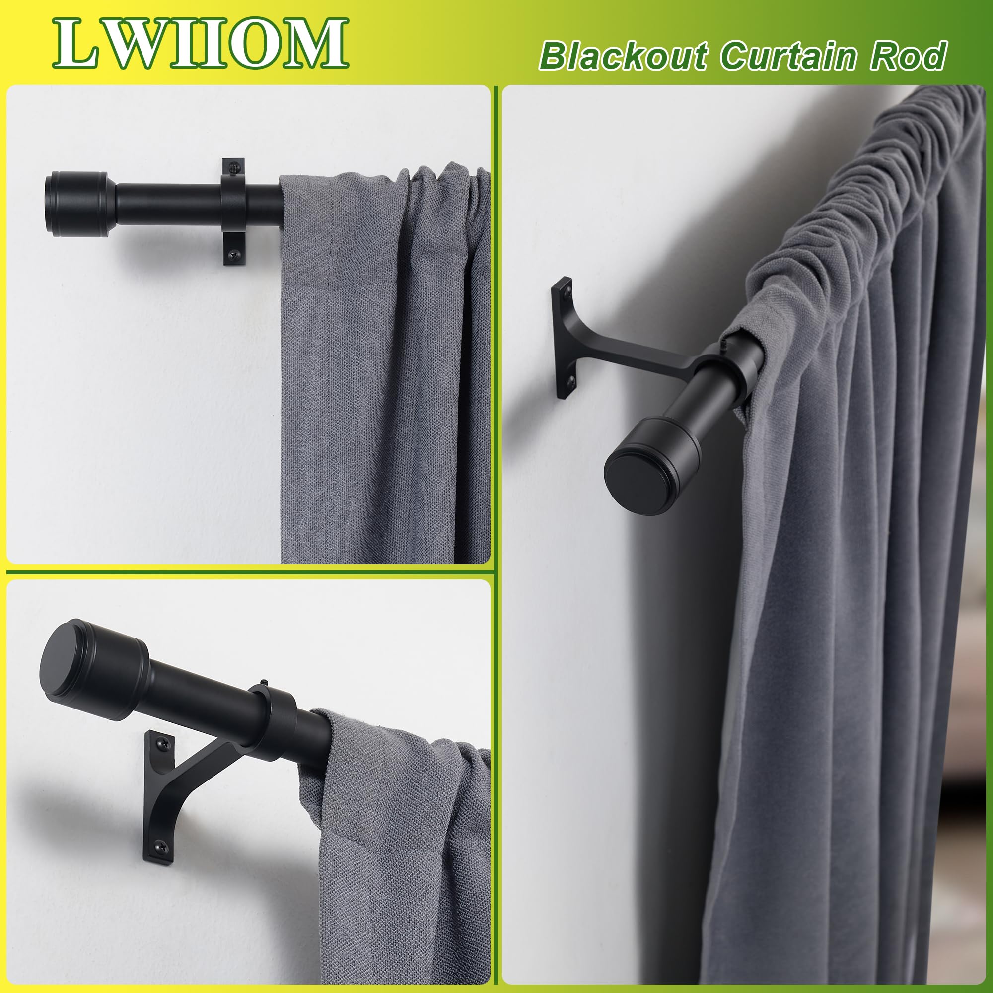 Snapklik.com : Lwiiom Black Curtain Rods For Windows 16-120 Inch, 1