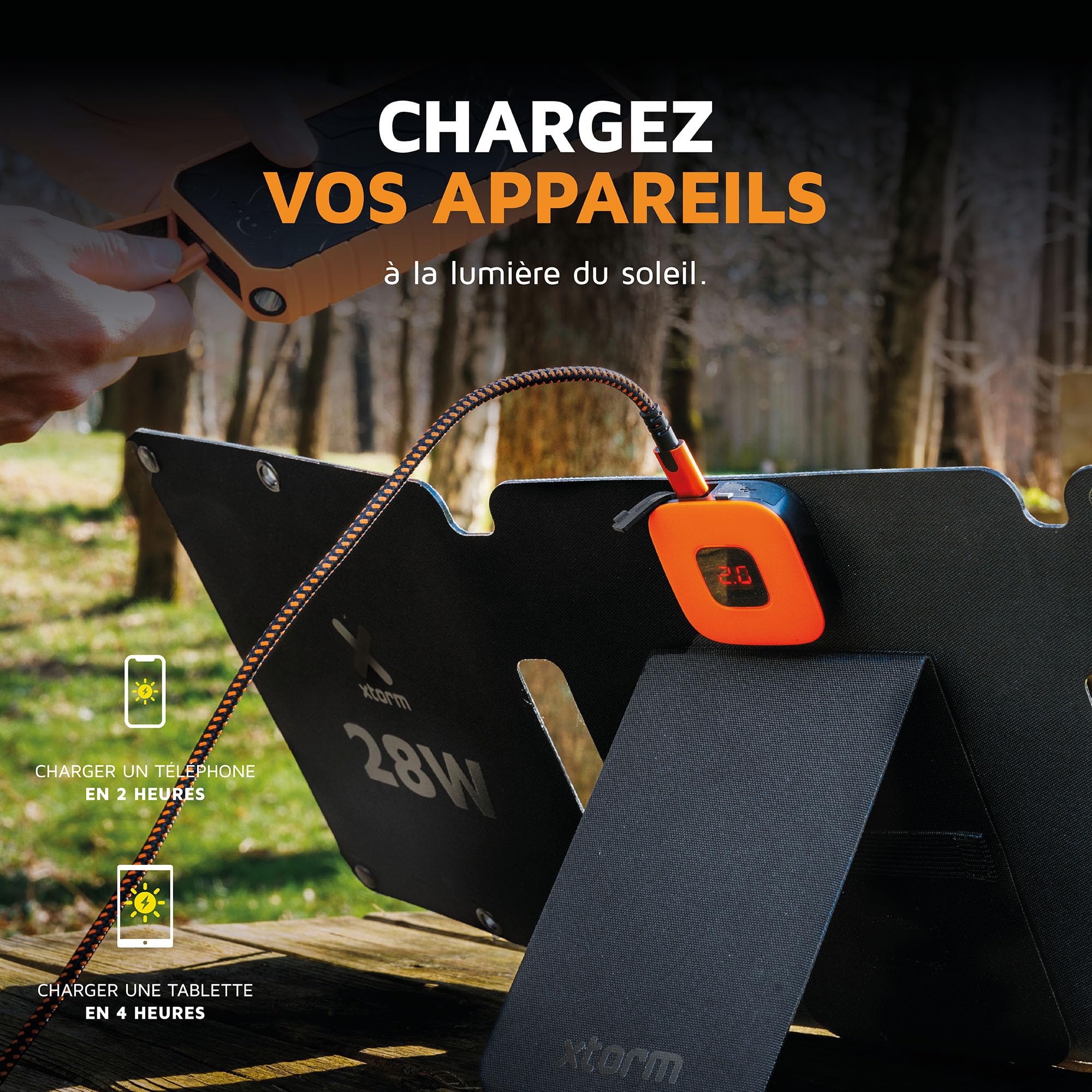 Xtorm SolarBooster, Panneau Solaire de 28W, Pliable, Panneau Solaire Portable, Panneau Solaire Flexible, Monocristallin EFTE, Extérieur, Énergie Solaire