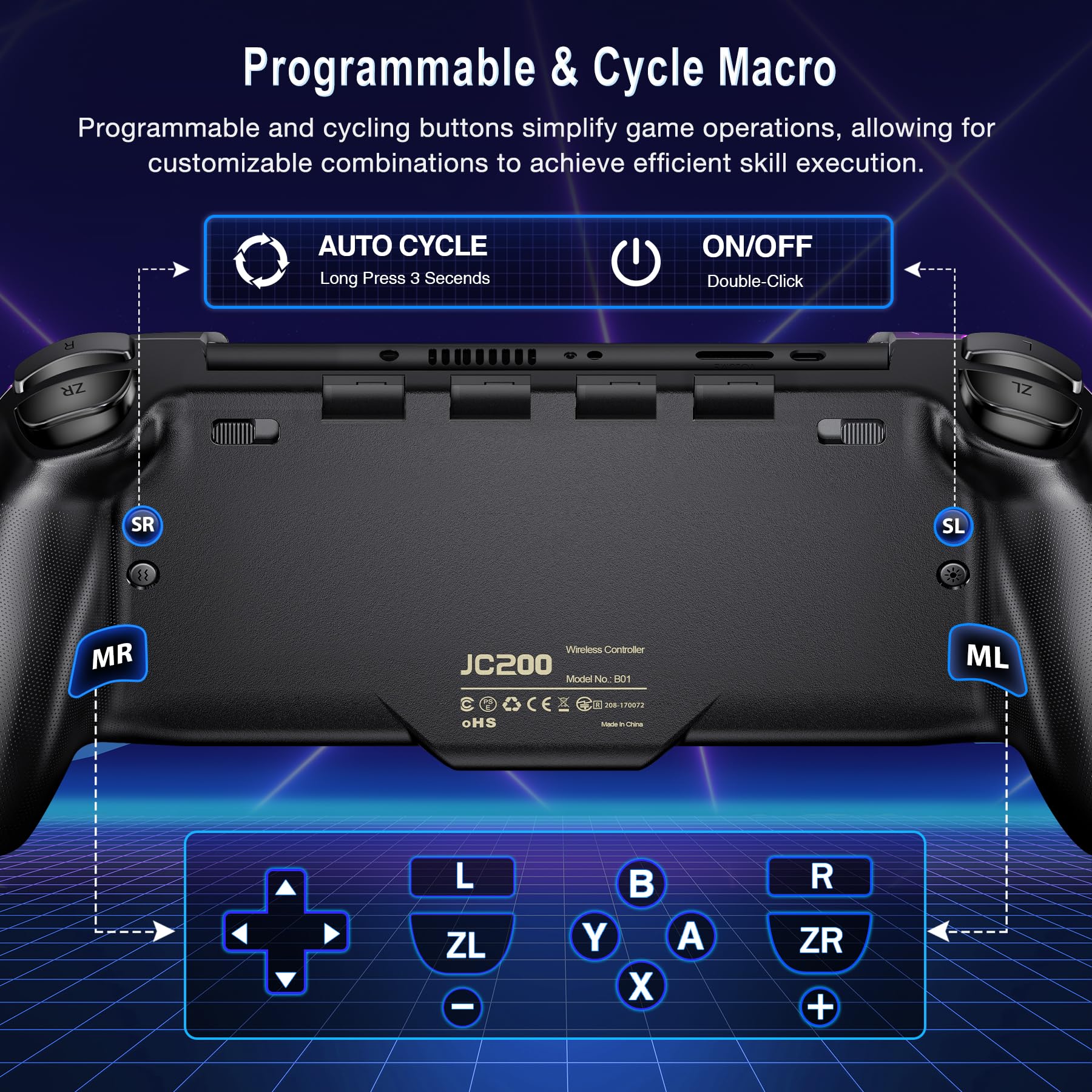 GAMSINGY Handheld Switch Controller, Switch Controller Griffe mit 4xSpiele Karten Slots, Switch Spiele Zubehör für Switch/OLED Konsolen