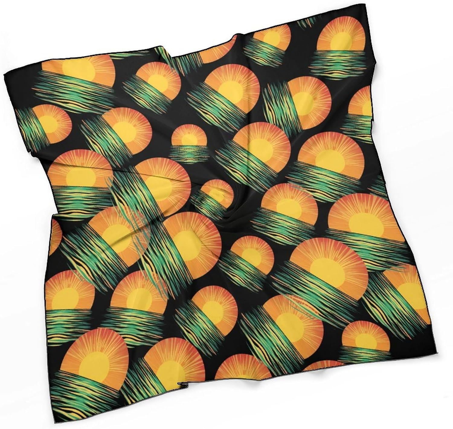 Sunrise Sunset-Sunshines Silk-Like Square Scarf for Women Vintage Printed Neck Scarf Bandanas Hair Scarves
