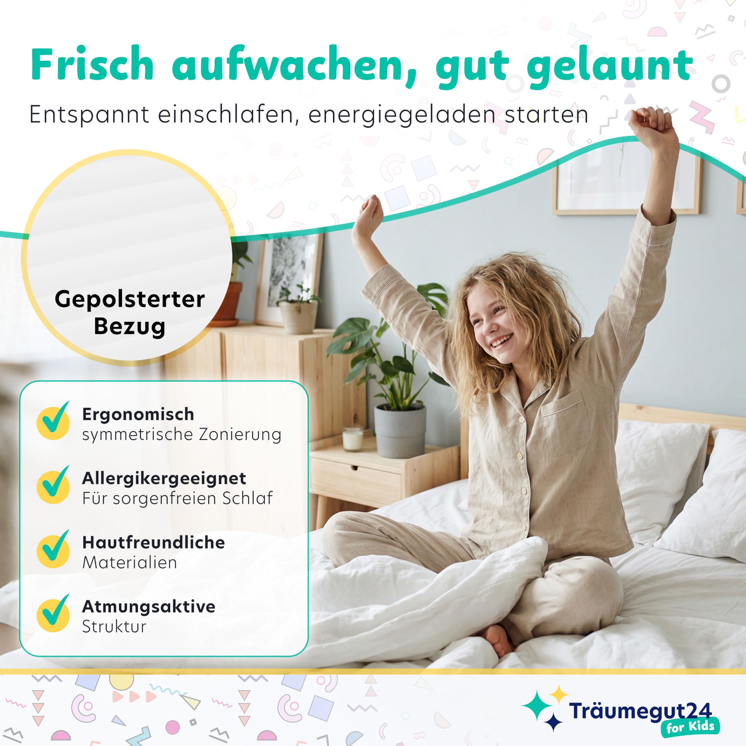 Träumegut24 - Matratze für Kinder & Jugendliche - 90x200 cm | H2&H3 | Schaumstoffmatratze | Hautfreundlicher & waschbarer Bezug | Oeko-TEX Zertifiziert | (90 x 200 cm, H2&H3, 10 cm)