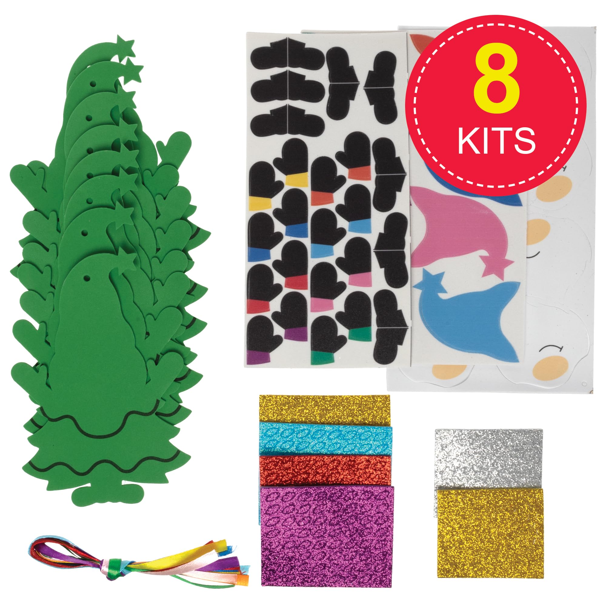 Baker Ross FX858 Christmas Tree Gonk Mix and Match Decoration Kits - Pack of 8, Christmas Arts and Crafts Decoration Kits for Kids - Image 2