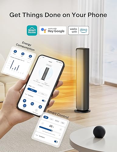 Miniatura 3 de PELONIS Calentador de espacio para habitación grande, calentadores eléctricos inteligentes de 30 pulgadas con termostato, aplicación y control