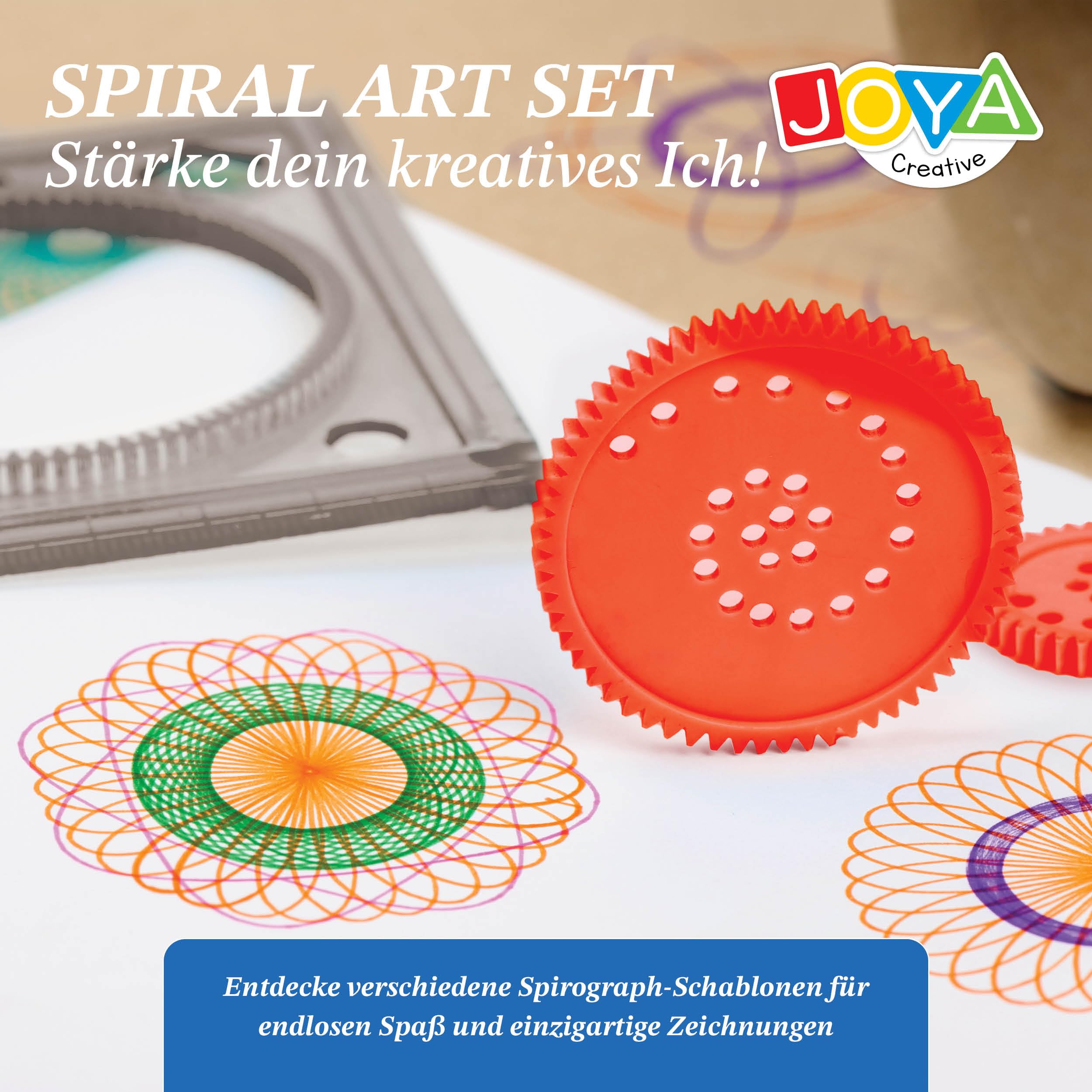 Spiral Art Set für Kinder – 24-teiliges Spirographie-Set in Deluxe-Holzetui – Kreatives Zeichen- und Malset – Spiral Designer für Kinder – Mandala Maker – Zeichenset