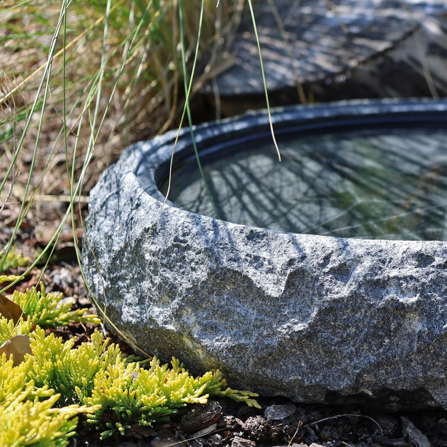 CLGarden Granit Vogeltränke Windrose Ø 35cm Vogelbad Insektentränke Stein Garten Winterfest frostsicher Wasserschale Vögel