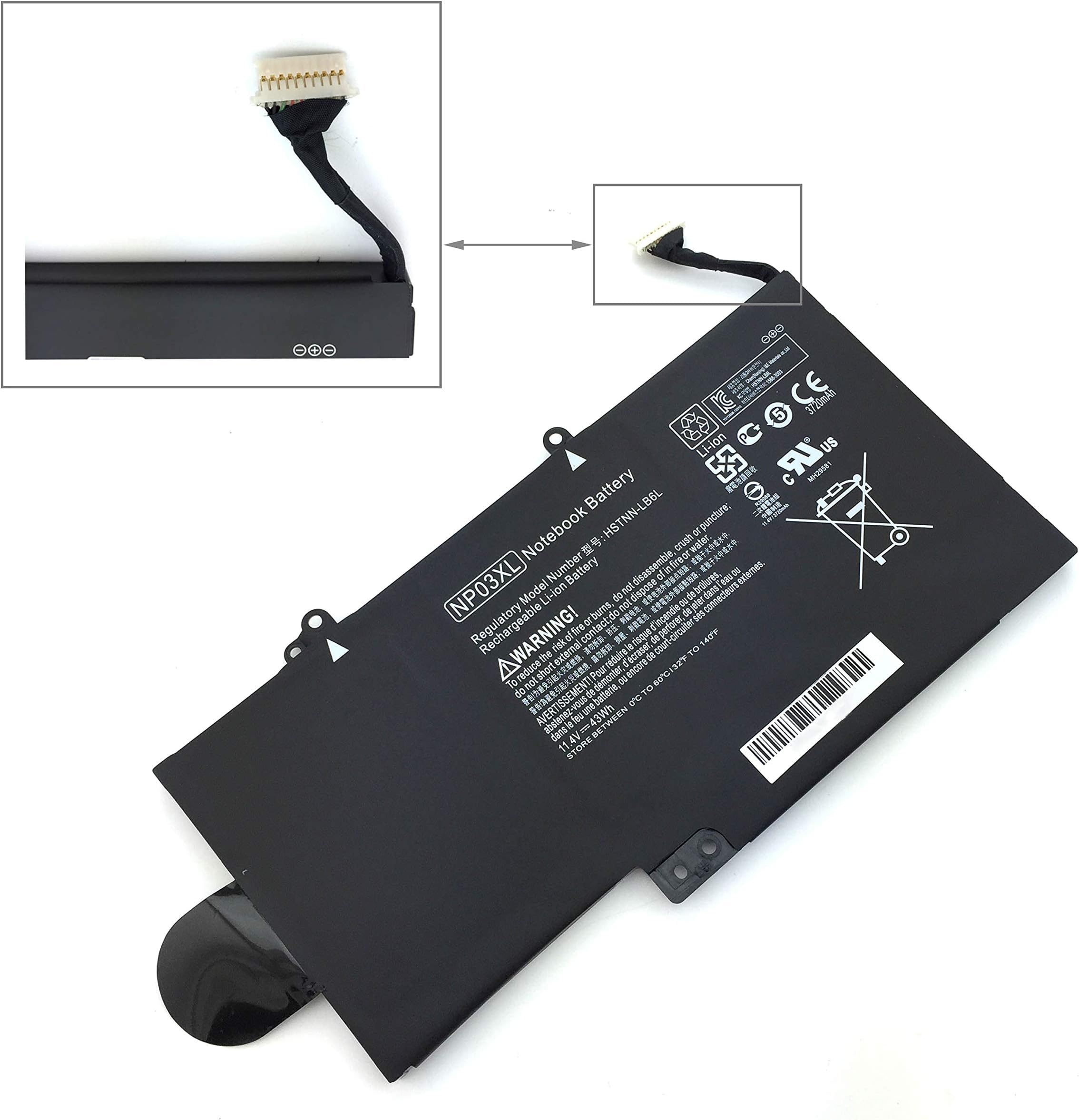 43Wh 11.4V NP03XL Laptop Battery for HP Envy X360 15-U011DX 15-U010DX 15-U111DX 15-U110DX 15-U337CL,Pavilion NP03XL X360 13-A010DX 13-A110DX 761230-005 760944-421 13-A013CL,P/N:TPN-Q146 TPN-Q147