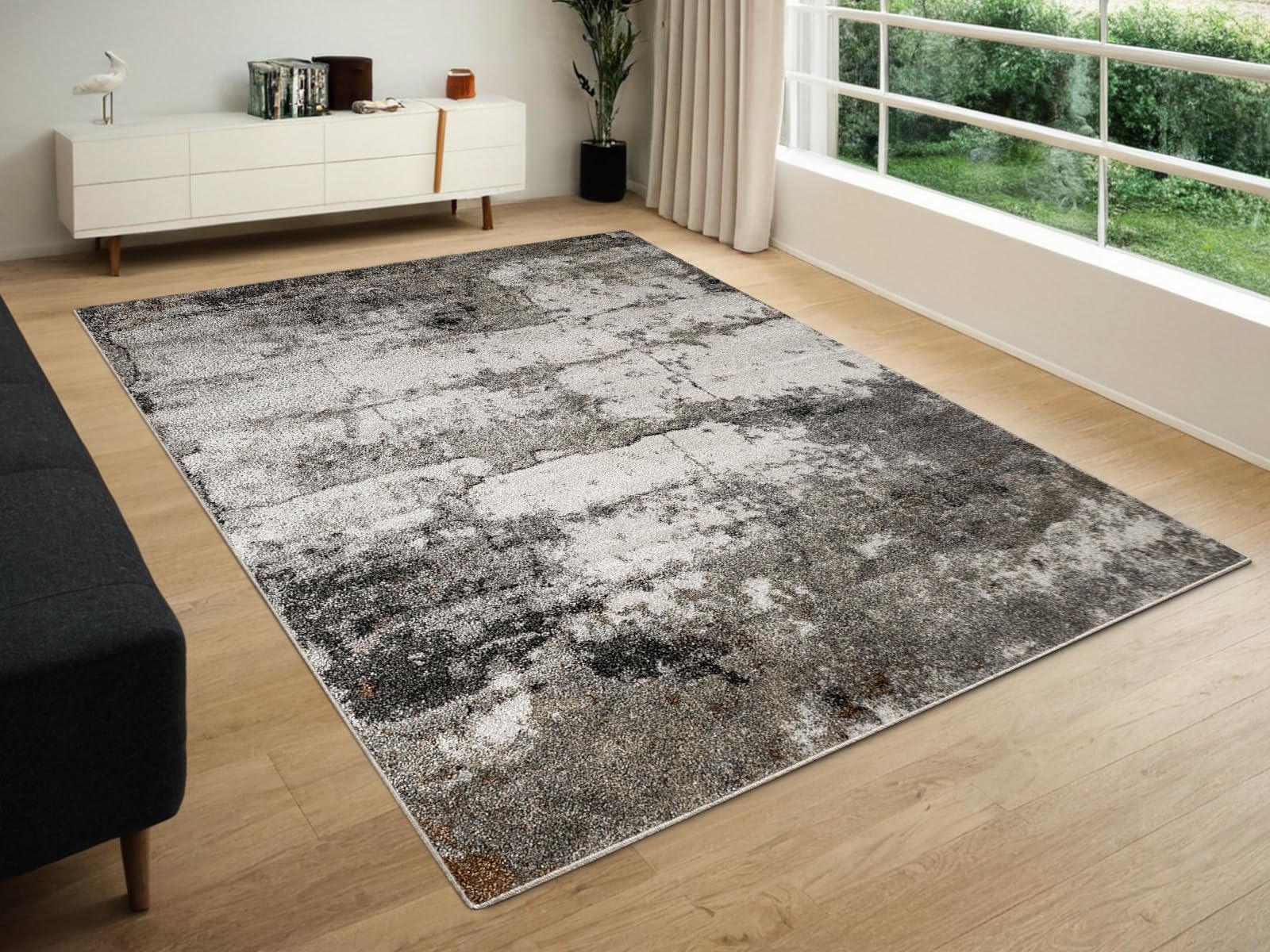 Ponte Moderne Teppiche Wohnzimmer Grau Beton 140x190 cm, Teppich Schlafzimmer, Tepich Waschbarer, Bedroom Carpets, Rug The Carpet Living Room, Area Rugs, Teppiche Gegend Rechteckig, dywan