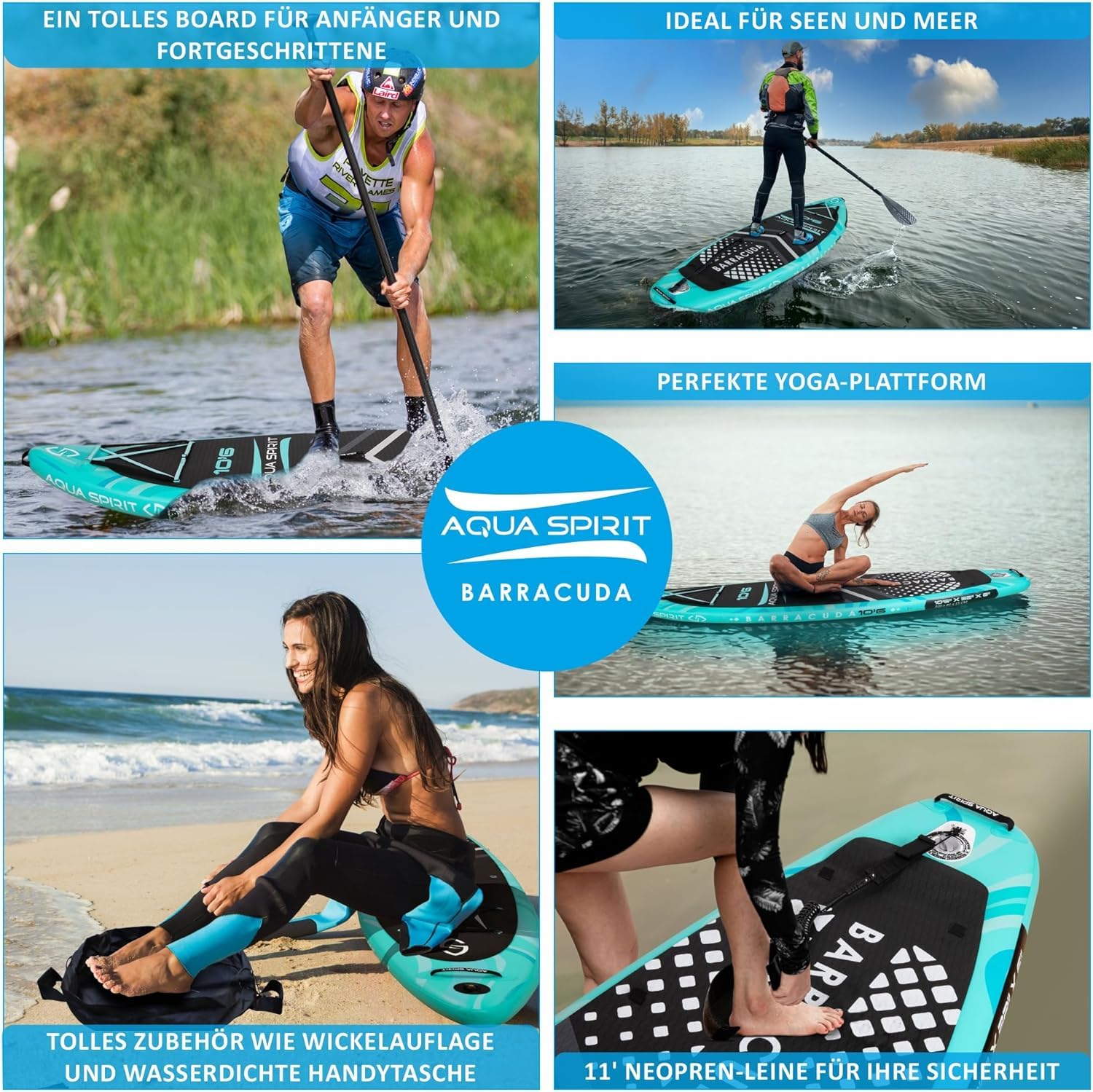Aqua Spirit SUP Aufblasbares Stand-Up Paddle Board 2024 | 320x81x15cm | Kompletter Kajak-Umbausatz mit Paddel, Rucksack, Pumpe und weiterem Zubehör | Erwachsene Anfänger/Experten | 2 Jahre Garantie