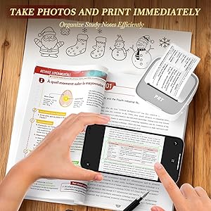 PRT Mini Sticker Printer, Portable Thermal Printer with 1 Roll Sticker Paper, Inkless Sticker Maker, Bluetooth Label Printer for Study Notes,Lists,Pictures,DIY Creations Small Printers for Home Use