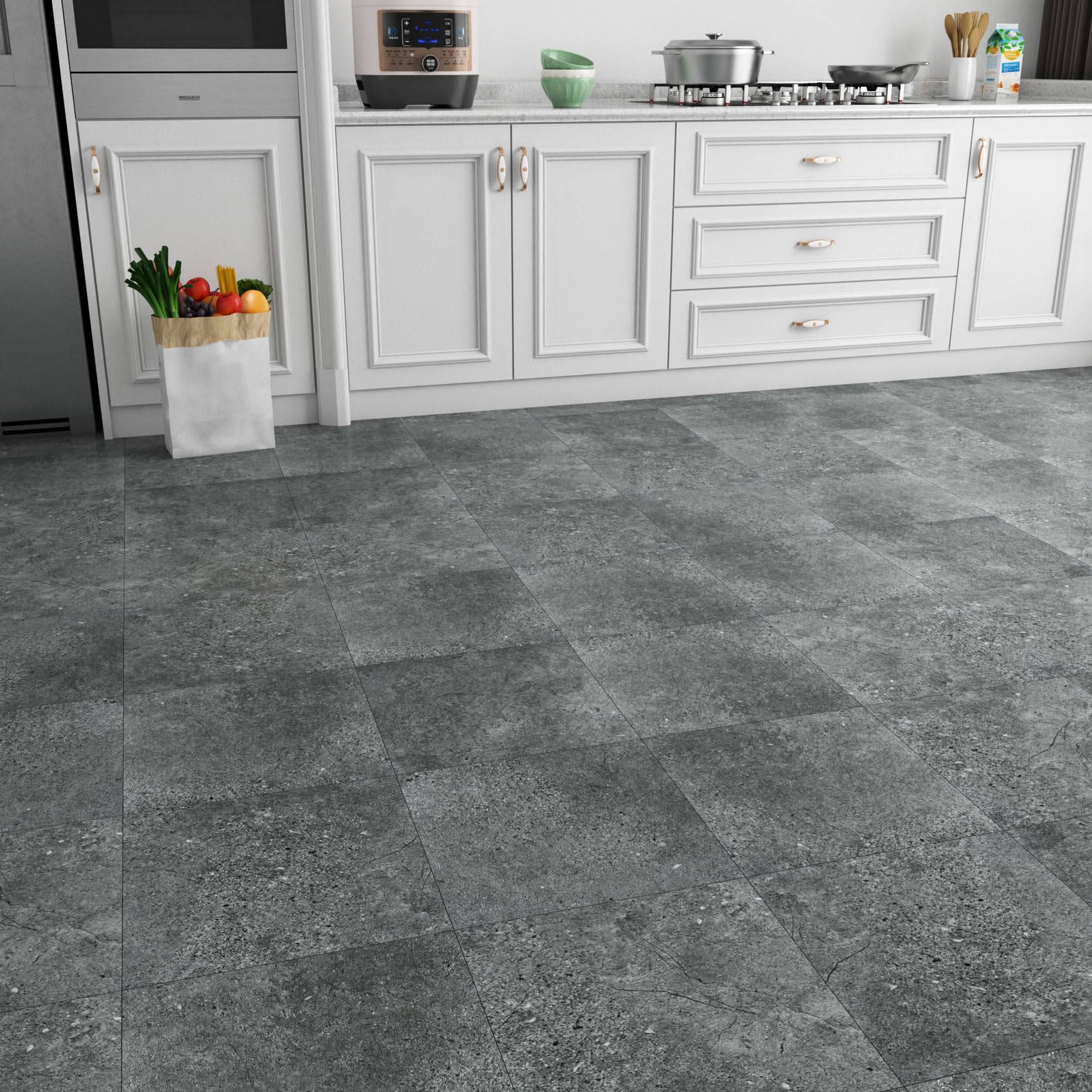 Decotalk Adesivi Per Piastrelle Effetto Cemento Pavimento Grigio 30X30cm 30 Pezzi Rivestimento Pavimento Adesivo Piastrelle Cucina Pavimenti Impermeabili PVC Adesivi Grigie Camera da Letto