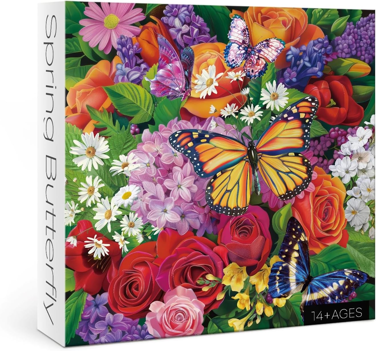 Flower Butterfly Plant Puzzles for Adults 1000 Pieces, Colorful Floral Jigsaw Puzzles, Nature Pretty Peony Rose Tulip Daisy Beautiful Spring Puzzle