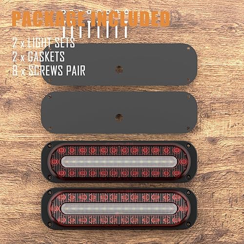 Miniatura 6 de AT-HAIHAN Paquete de 2 luces traseras LED ovaladas rojas para parada de remolque, freno y freno con luz de marcha atrás blanca, compatible con DOT,