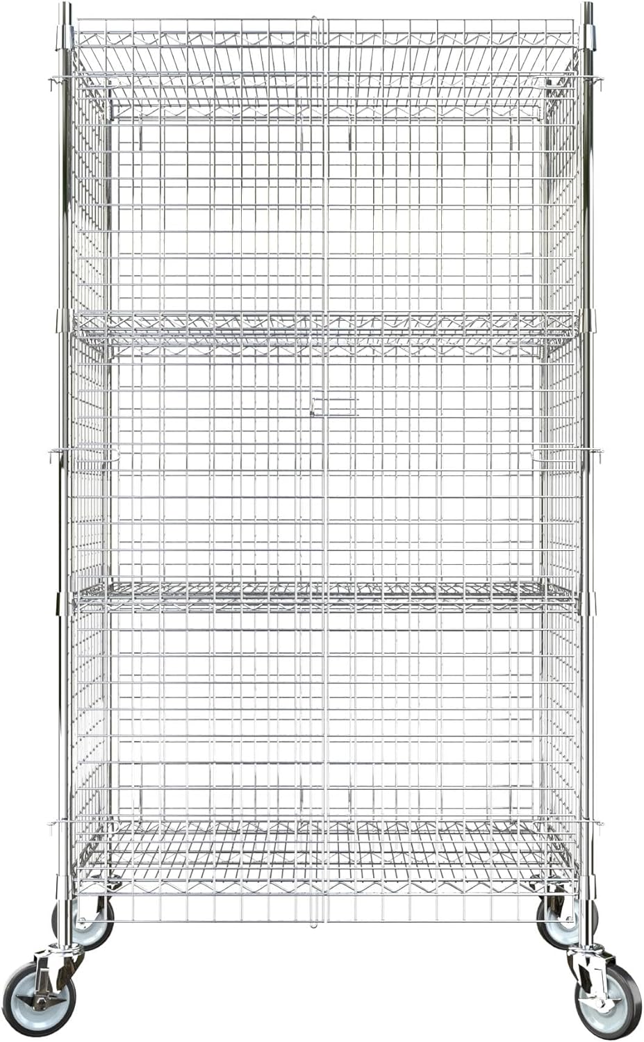 24"x36"x70" Metal Wire Chrome Security Heavy Duty Commercial NSF Certified Storage Unit | Mobile Wire Security Cage Kit