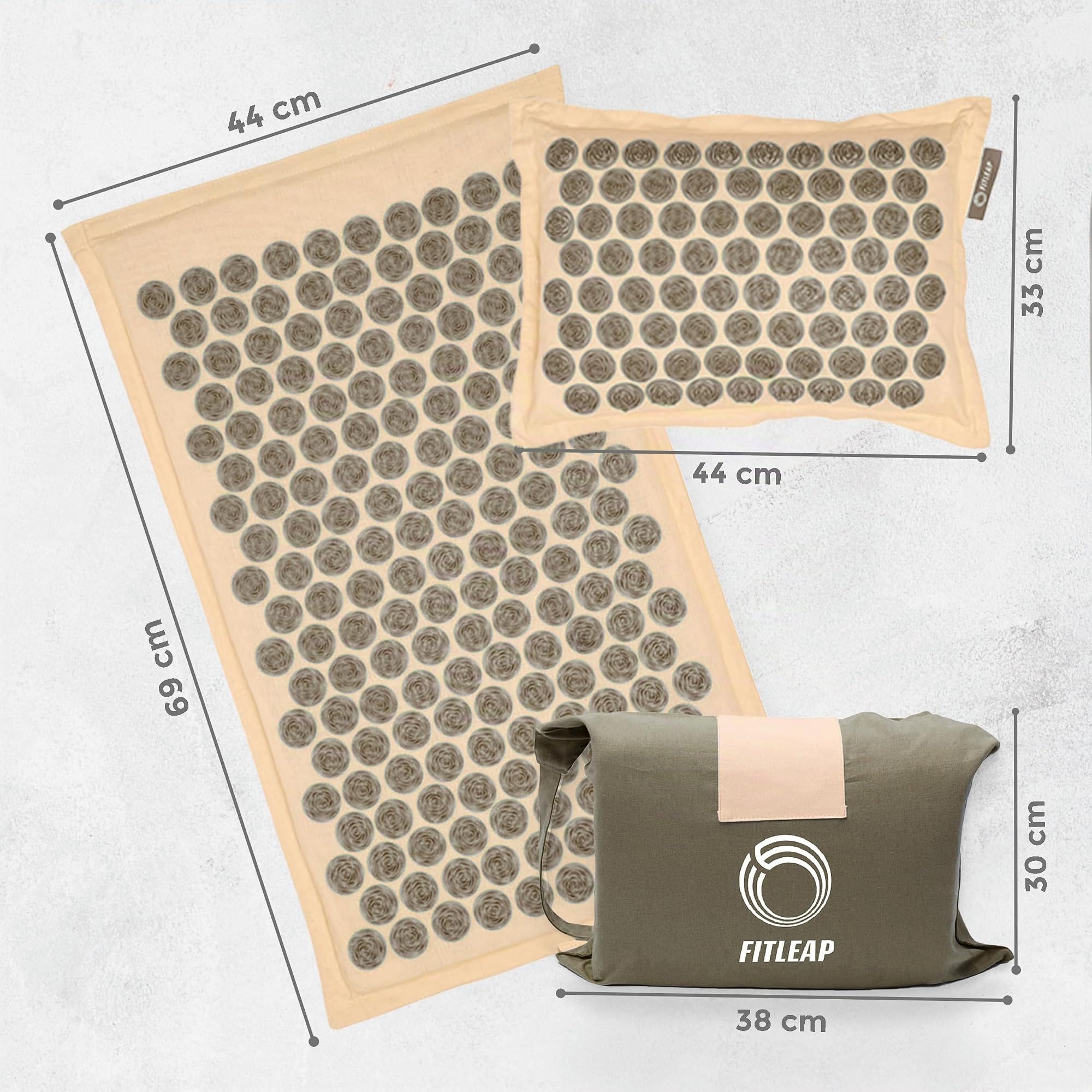 Fitleap Akupressurmatte mit Kissen und Tasche, mit über 7000 Druckpunkten | Massage Matte löst Verspannungen und stimuliert Reflexzonen, das Blütenmuster wirkt durchblutungsfördernd und vitalisierend