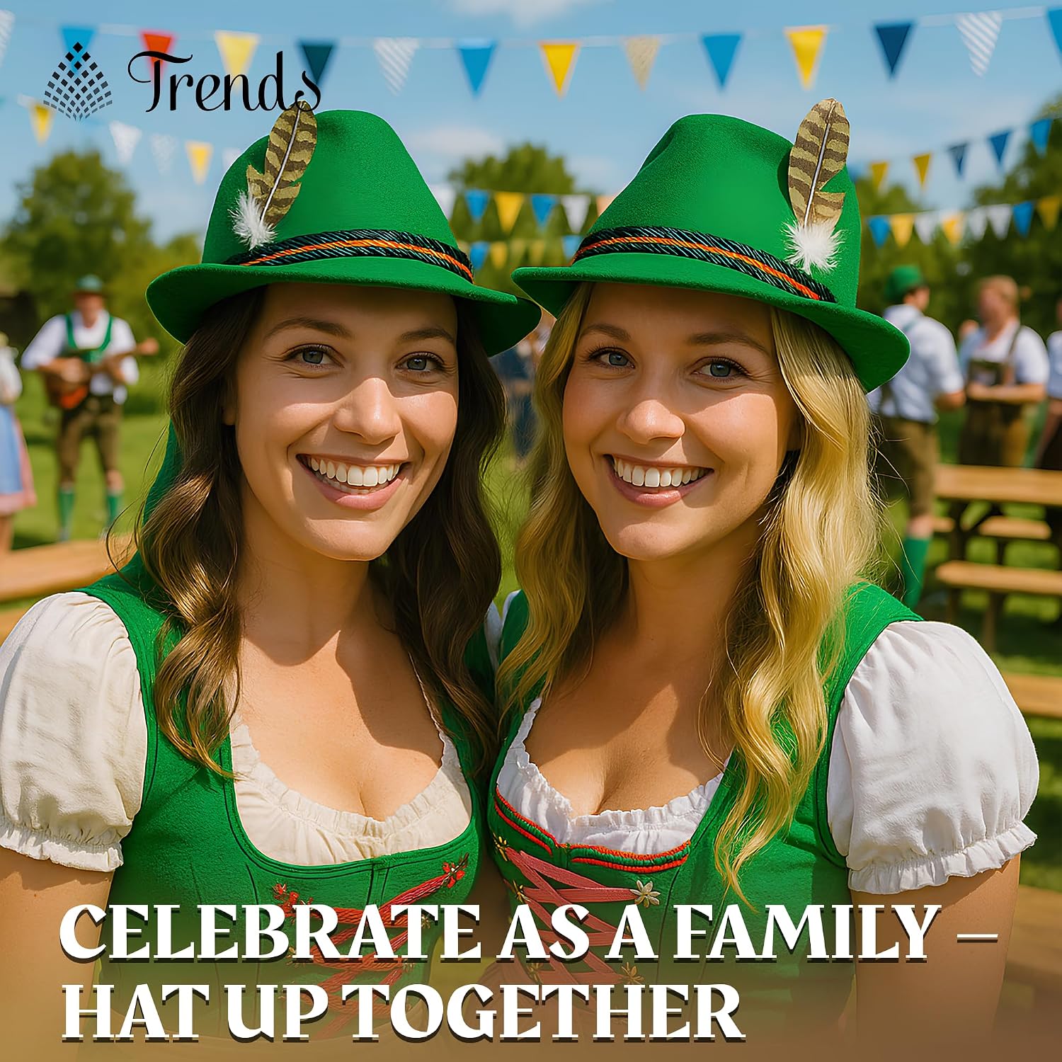 TRENDS Bavarian Oktoberfest Alpine Hat – Traditional Felt Fedora with Feather & Trim – Costume Accessory for Adults
