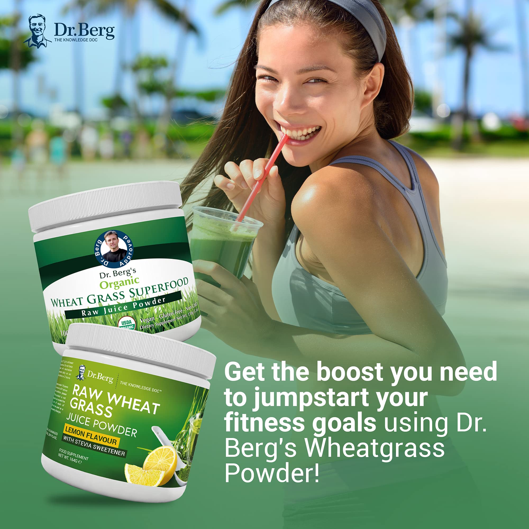 Dr. Berg's Raw Wheatgrass Juice Powder, Lemon Flavor w/ Stevia