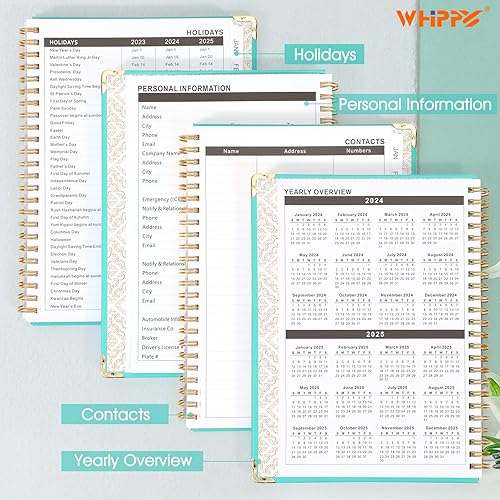 Miniatura 4 de Agenda 2024  Agenda 2024, enero 2024  diciembre 2024, agenda semanal mensual de 8.7 x 6.3 pulgadas con pestañas, tapa dura, papel grueso,