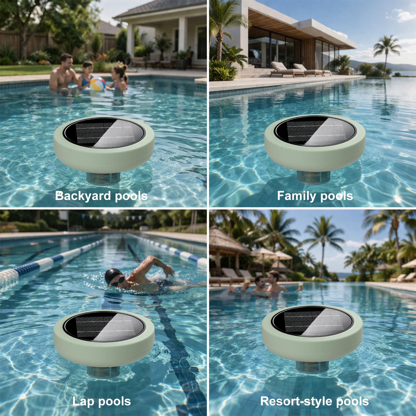 Ionizzatore Solare Per Piscine, Purificatore In Rame Per Piscine Domestiche, Pulitore Acqua Per Piscine Interrate E Fuori Terra, Portata Massima 151.400 Litri, Ideale Per La Tua Piscina (Azzurro)