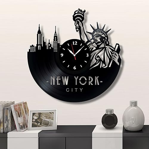 Miniatura 2 de SofiClock Reloj de disco de vinilo de la ciudad de Nueva York, reloj de pared, el mejor regalo para los amantes de Nueva York, decoración original