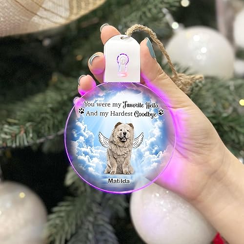 Miniatura 4 de Prezzy Chow Chow - Regalos conmemorativos para perros, adorno LED personalizado para decoración del árbol de Navidad, regalo de condolencia para