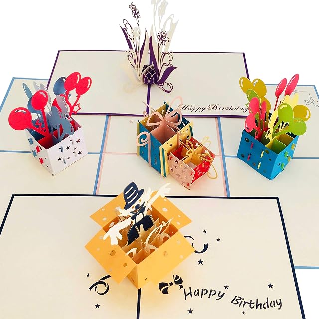 Pop Up Card 5 Pack by DEVINE Popup Cards | 3D Birthday Card for Kids Mum | Pop Up Greeting Cards Assortment |Pop Up Birthday Cards for Women 3D Cards Pop Up Cards All Occasion Card Funny Birthday Card