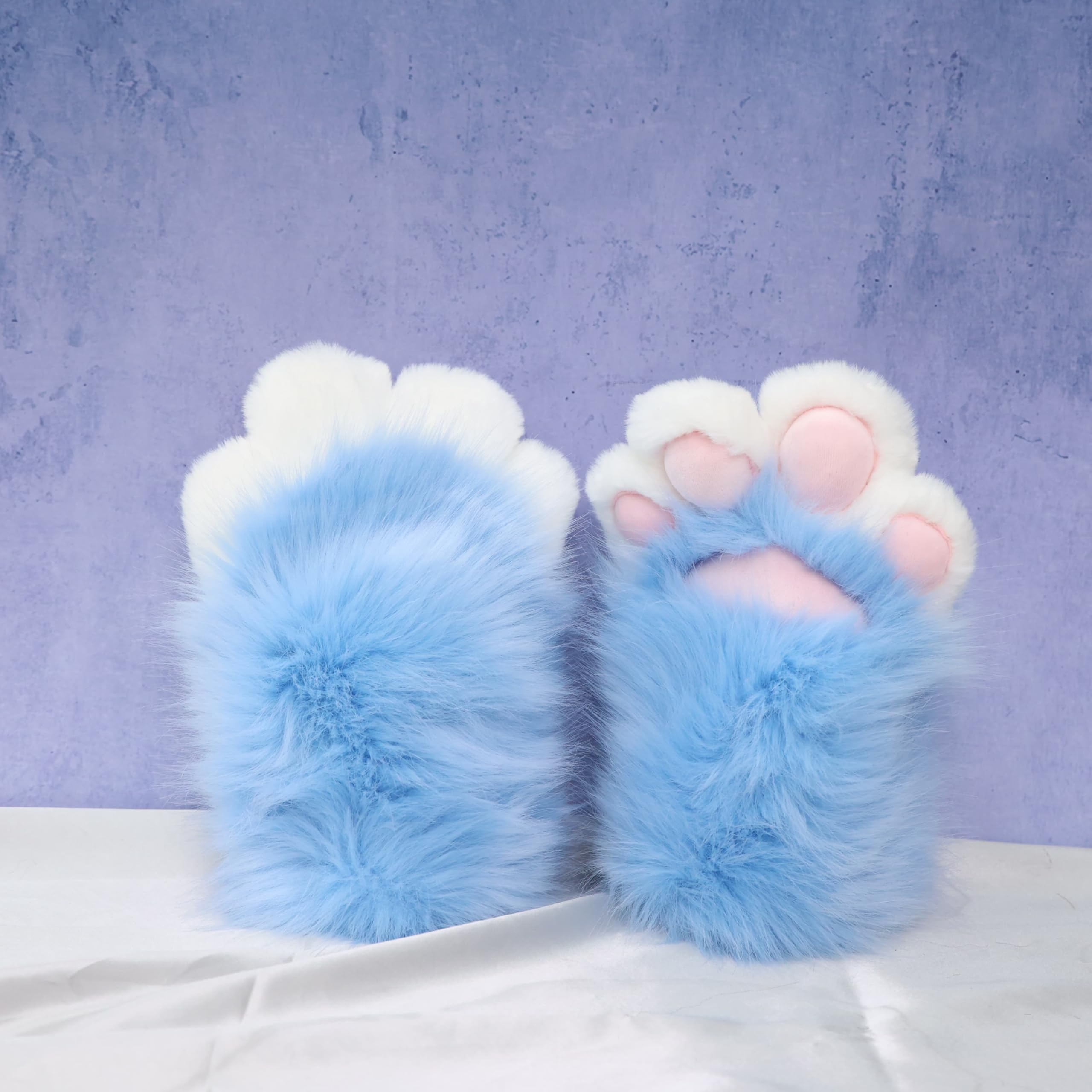 Blue Fox Fursuit Testa pelosa Zampe Soffici costumi animali fatti a mano Set per Cosplay Halloween Fursona Outfit