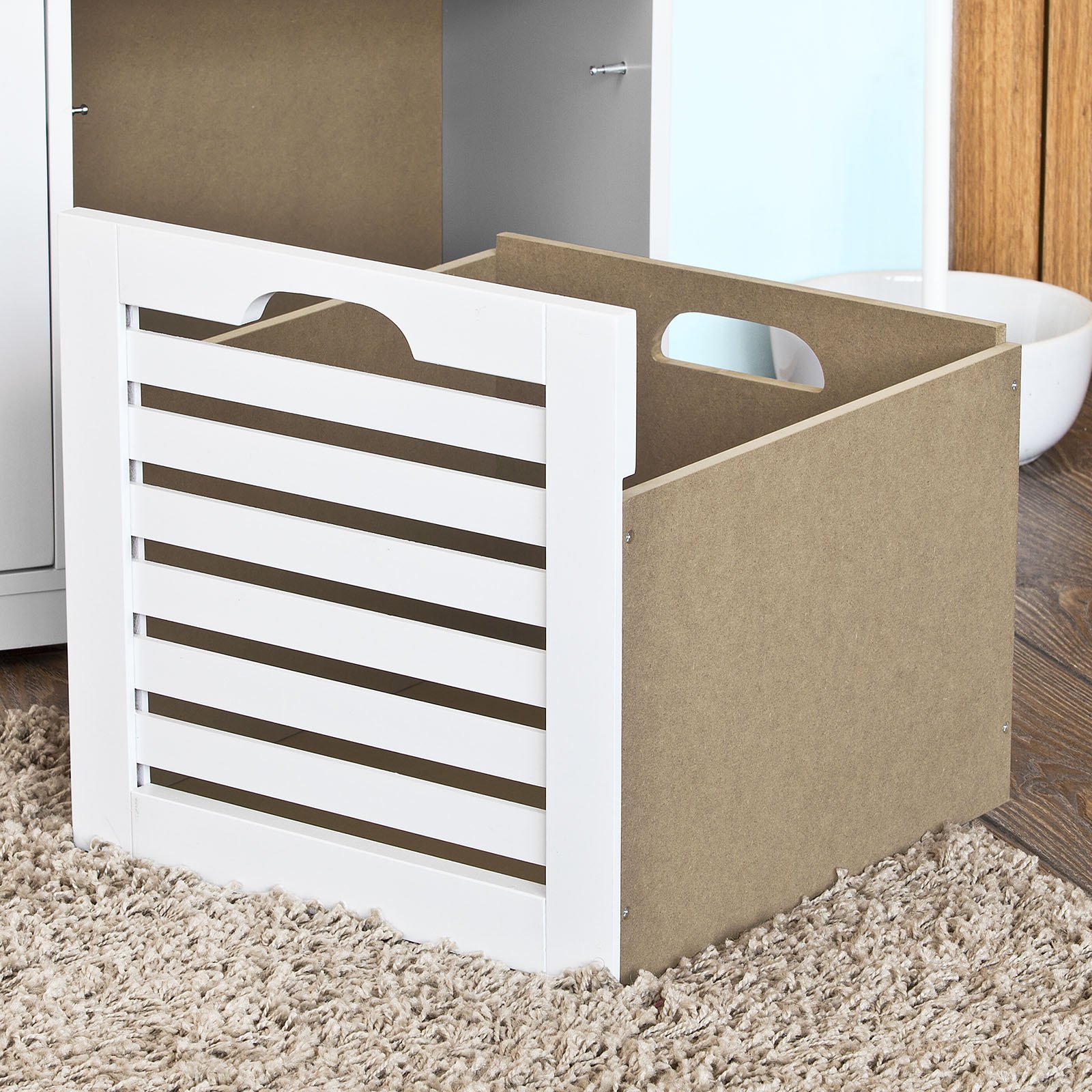 SoBuy Schuhbank Sitzbank mit Stauraum – Schuhregal mit 3 Körben, Sitztruhe mit Sitzkissen – Flurbank Kommode für Eingangsbereich – Belastbar bis 120kg, 105x43x35cm – FSR23-W