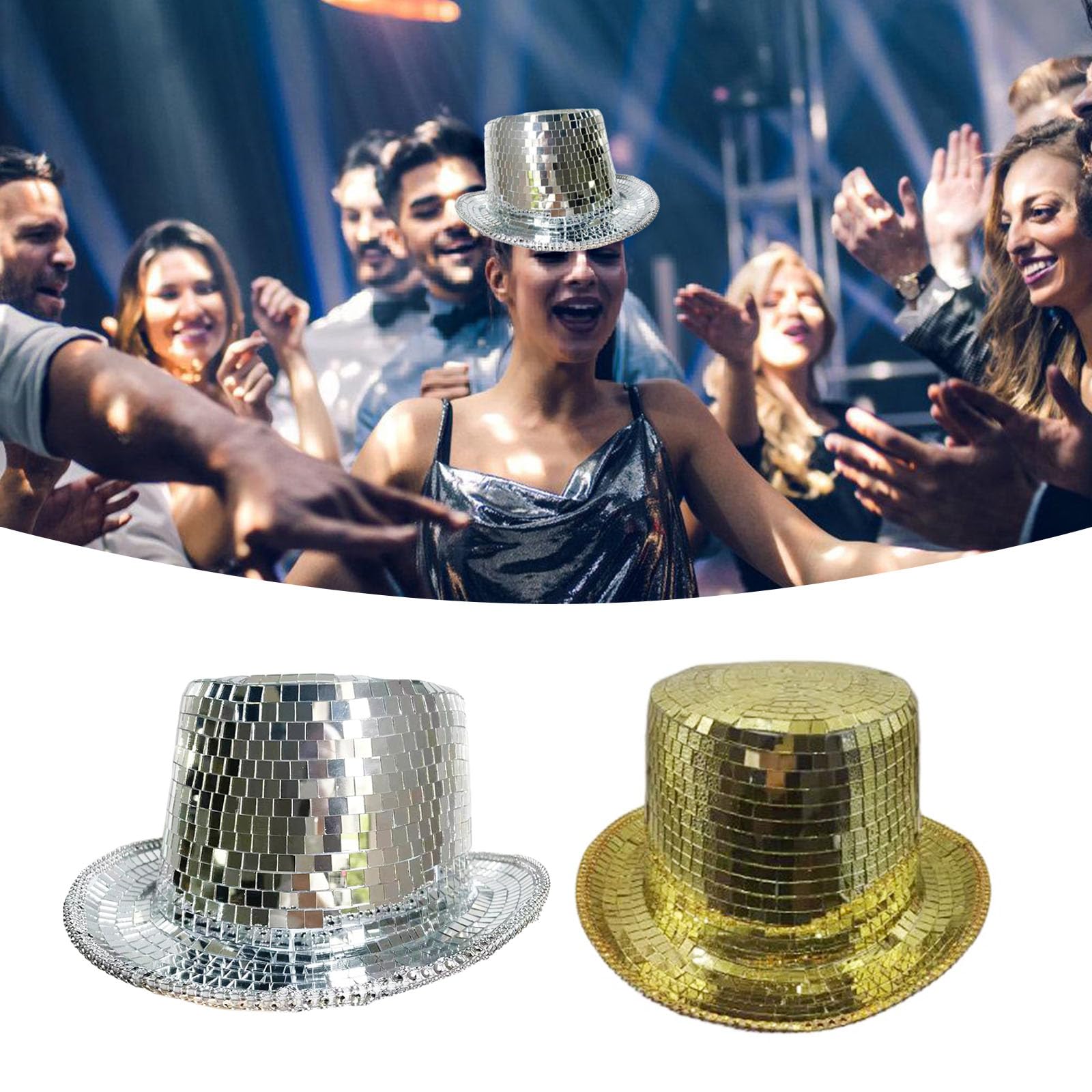 [Fpbiagoq] Unisex Metallic Homburg Spiegel Detail Clubwear Keva Kristall Panama Hut Neuheit Accessoires Panama Hut Herren