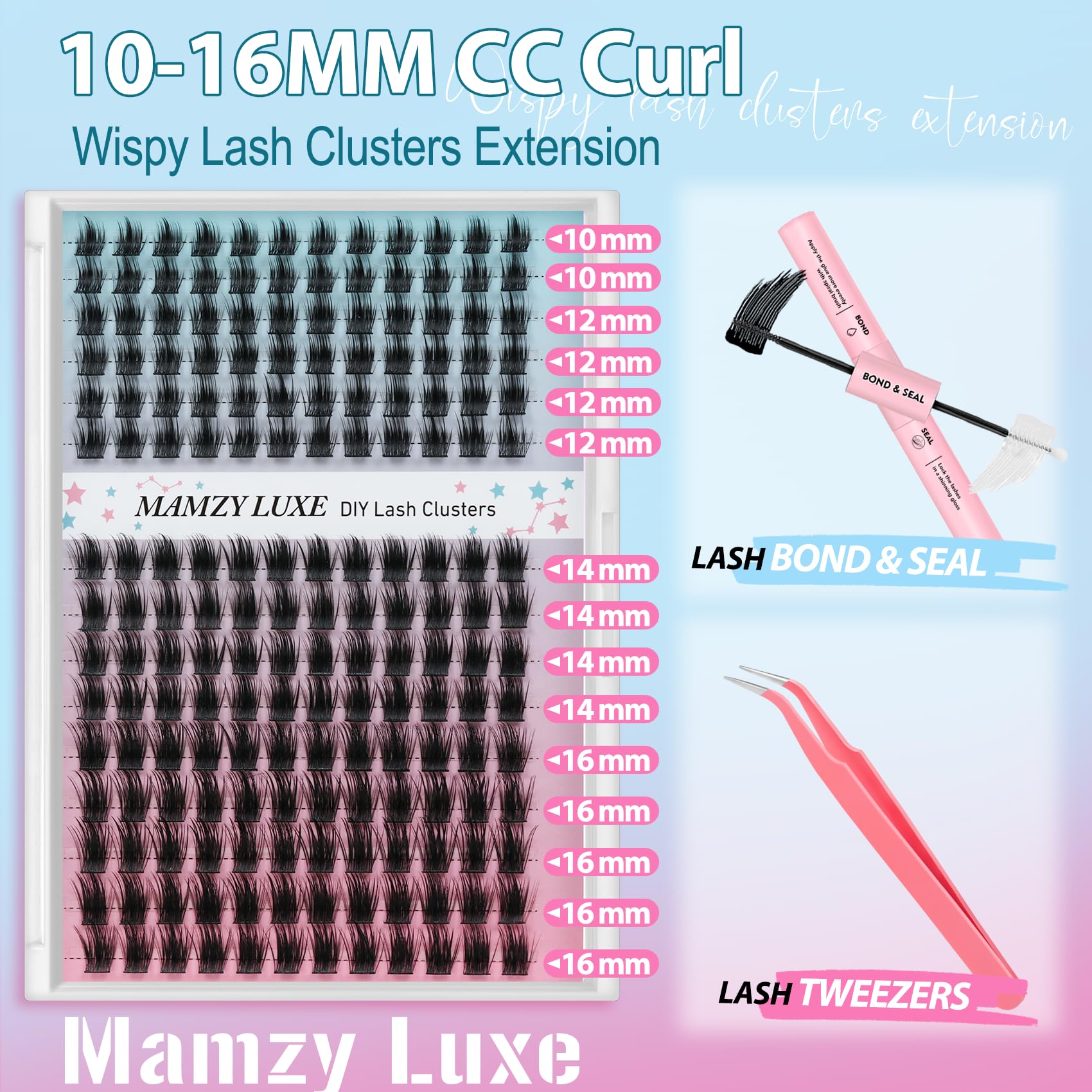 Wispy Wimpern-Cluster-Set, Manga-Wimpern-Cluster-Set, 8–16 mm, 180 Stück, einzelne Wimpern-Cluster, natürliche, falsche Wimpern, stachelig, dick, Anime-Cluster-Wimpernverlängerungs-Kit von MAMZY LUXE