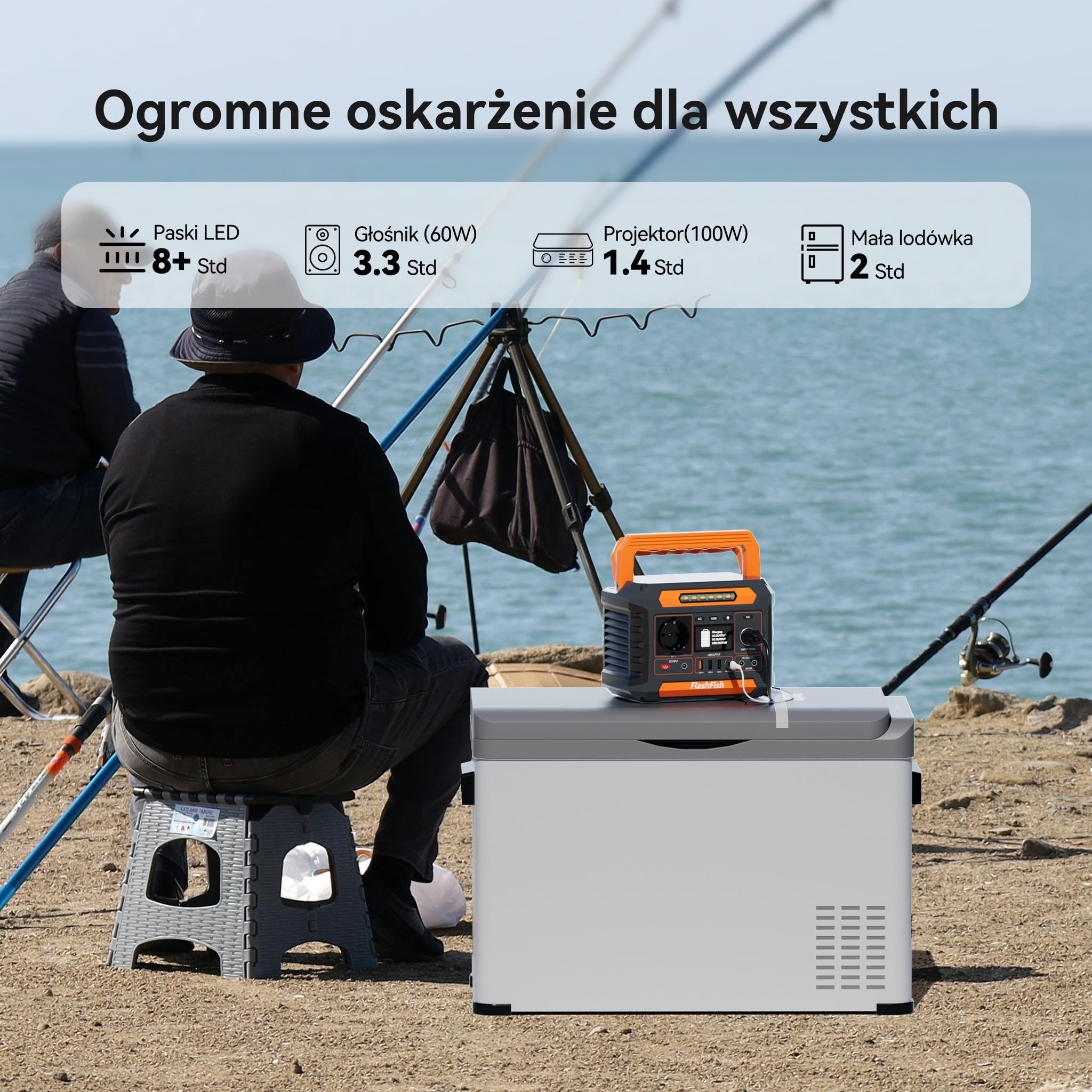 FlashFish P66A Przenośna elektrownia 144,3 Wh, generator słoneczny 200W z zasilaniem 230V AC/DC/USB/typ C/światłami LED, akumulator do generatora energii na kemping, w podróż i do zasilania awaryjnego