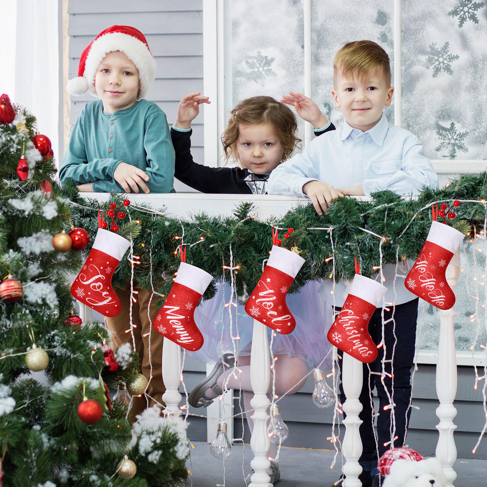 Mini-Weihnachtsstrümpfe mit Schneeflocke, 17,8 cm, Rot, 150 Stück