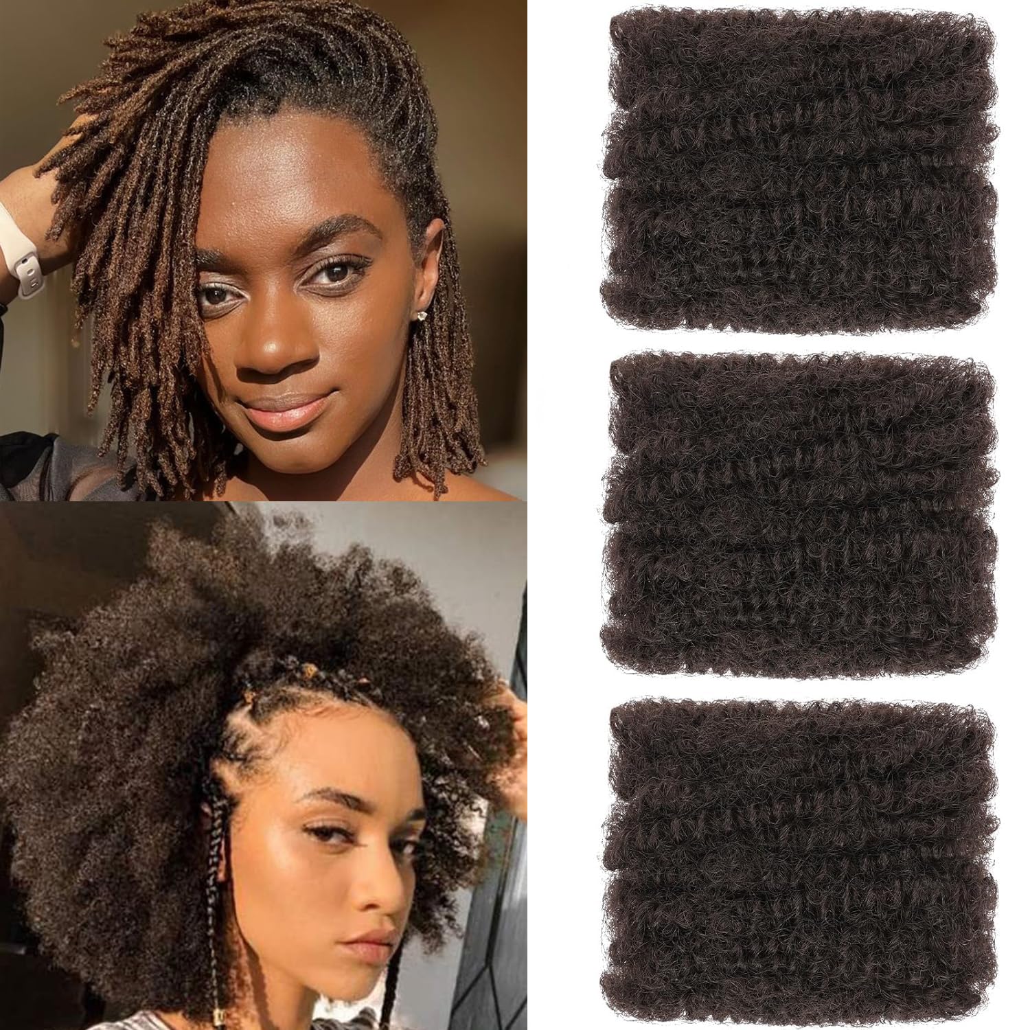 TOOPBIUTI Afro Kinky Bulk Hair 12 Inch Spring Twist Braiding Hair Bulk Locs Dreadlock Extensions Afro Kinky Curly Crochet Braid (4#