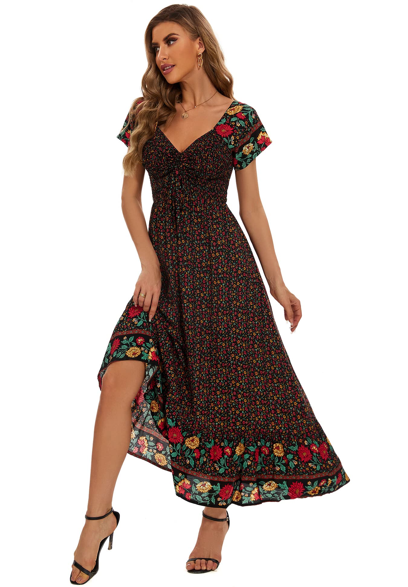 Summer Floral Smocked Maxi