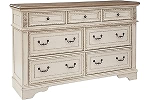 Signature Design by Ashley Realyn French Country 7-Drawer Distressed White Dresser