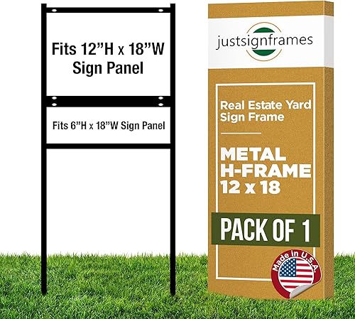 Letrero de metal para patio de bienes raíces (paquete de 1) con soporte para letrero de acero, letreros de patio de 12 x 18 pulgadas, soporte de