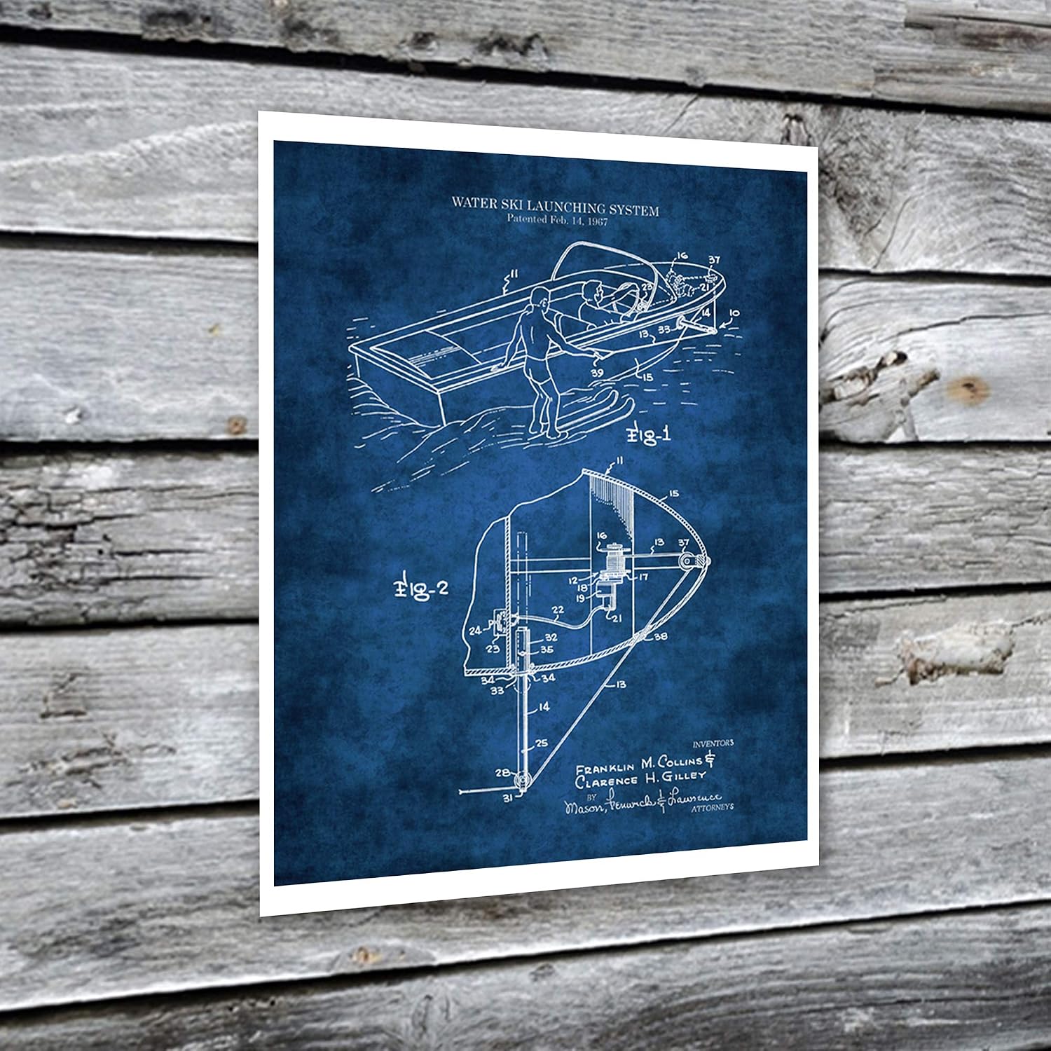 Gnosis Picture Archive Watersports Equipment Patent Art Prints Set of 6 Unframed Blueprints Blue White Coastal Decor