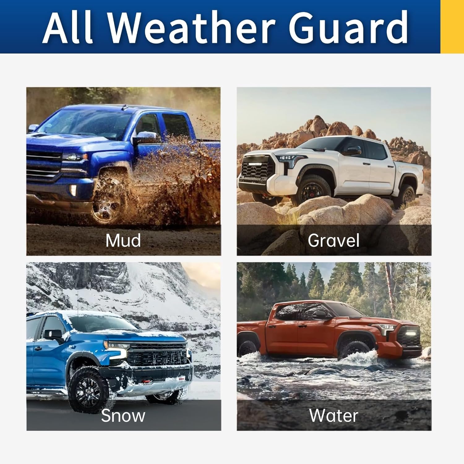 Mud Flaps for Toyota Tundra 2022-2026 No-Drill Splash Guards Set of 4 | All-Weather Front & Rear Mudguards | Fits SR5/Limited/TRD Pro (Excludes SR Models)