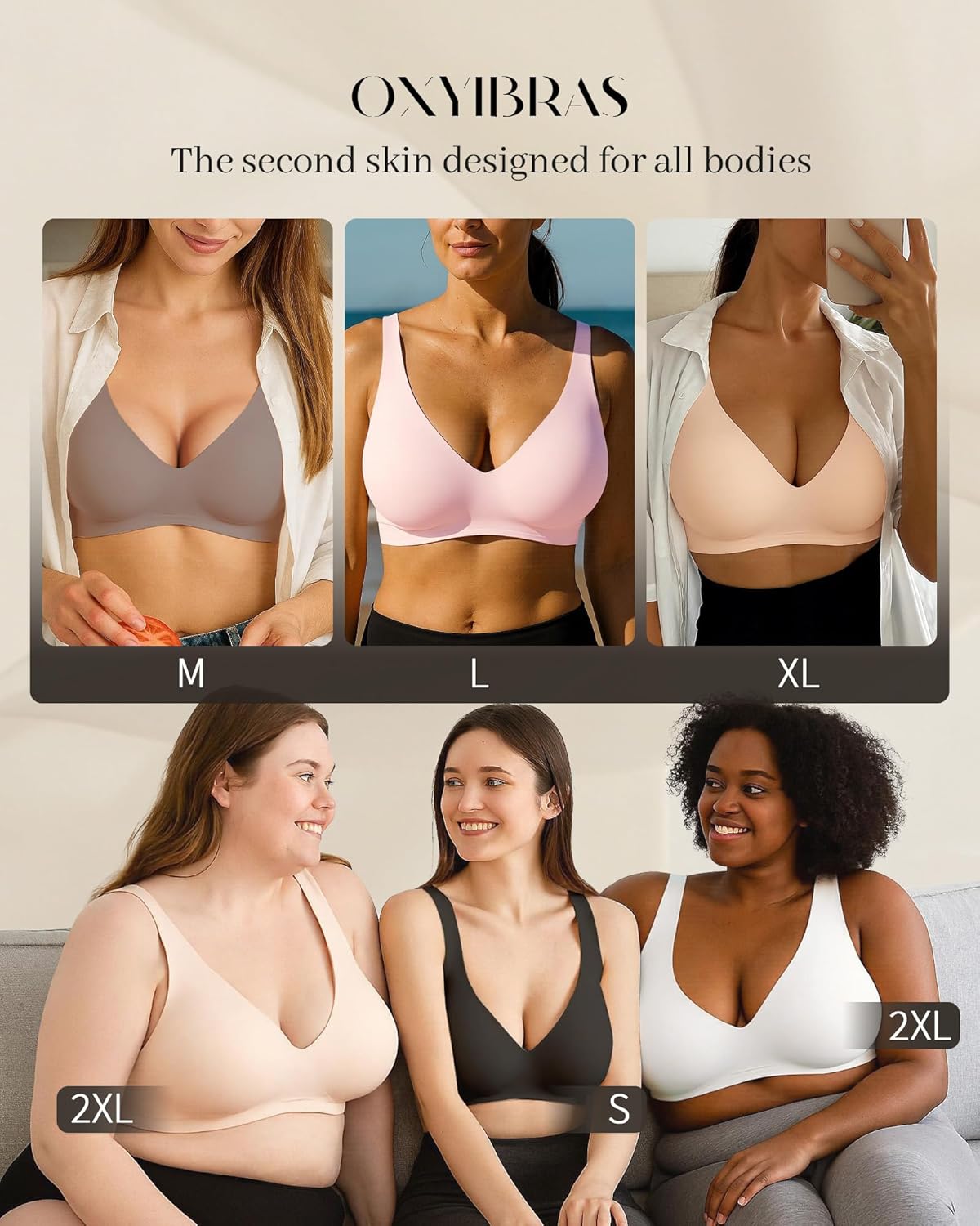 Smooth V Jelly Bras for Women No Underwire Seamless Plunge Bralettes T Shirt Sleep Everyday Bra with Bra Extender - Image 6