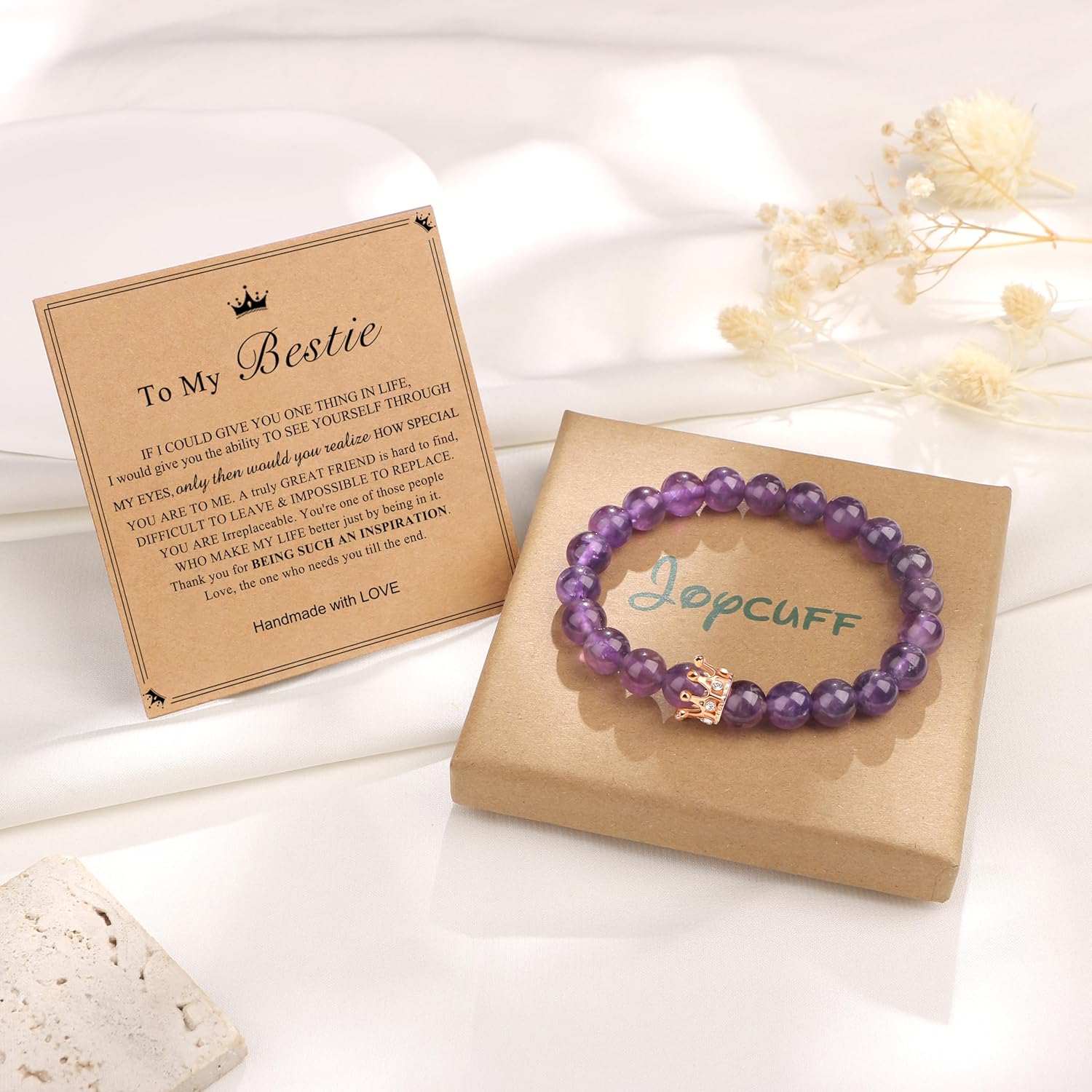 JoycuFF Woman Birthday Gifts Idea Friendship Gifts For Women Best Friends Besties Aunt Female Mom Daughter Granddaughter Gf Anniversary Christmas Graduation Healing Stone Crown Gifts For Her - Image 7