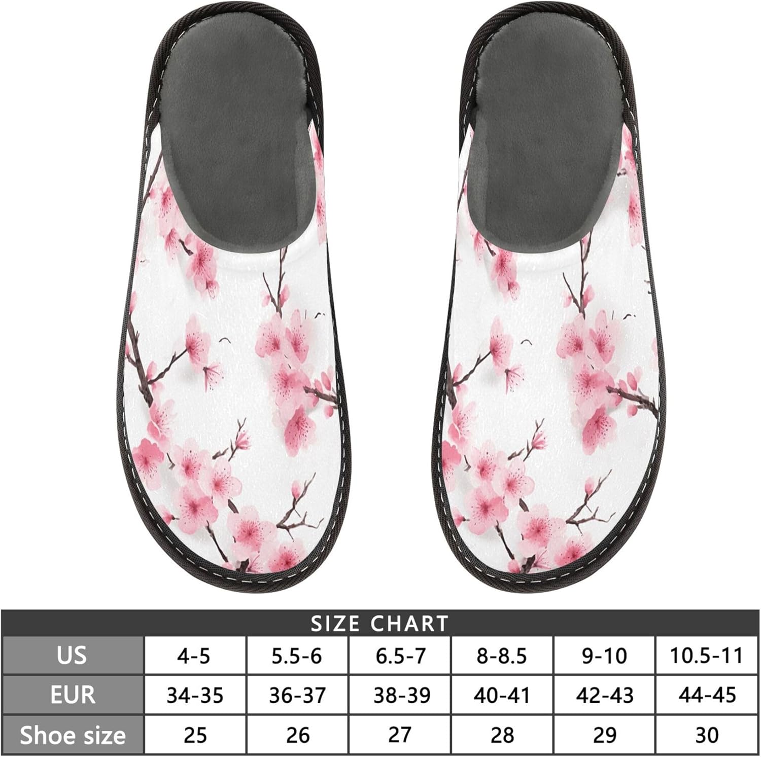 Cherry Blossoms Branch House Slippers – Cozy Fuzzy Slippers for Guests, Washable & Disposable, Perfect for Shoeless Home, Spa & Hotel Use A110363
