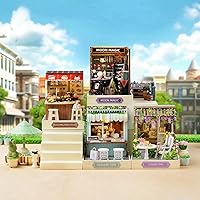 Vista 8 de CUTEROOM Juego de bricolaje para casa de muñecas en miniatura con muebles de madera, kit de casa de madera con cubierta antipolvo y luz LED