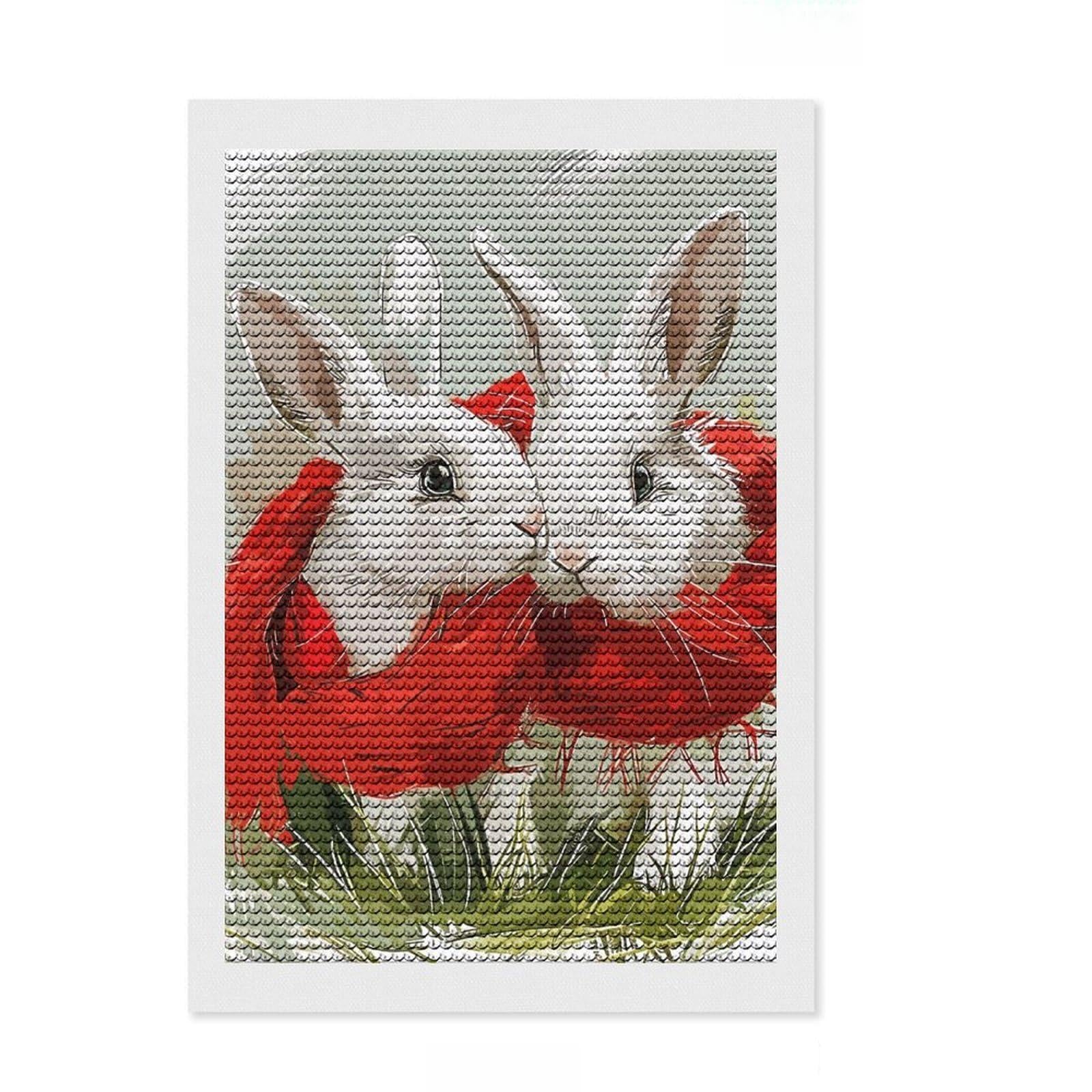 Junmoney Love Cony Diamond Painting Canvas Set 8"x12", Thoughtful Handmade Gift, for Teens, Stress Relief Craft, Cosy Home Accent